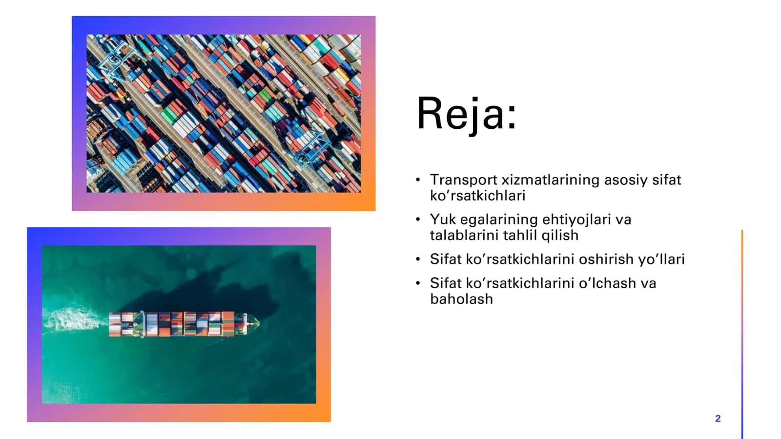 Transport xizmatlari va yuk tashish 2