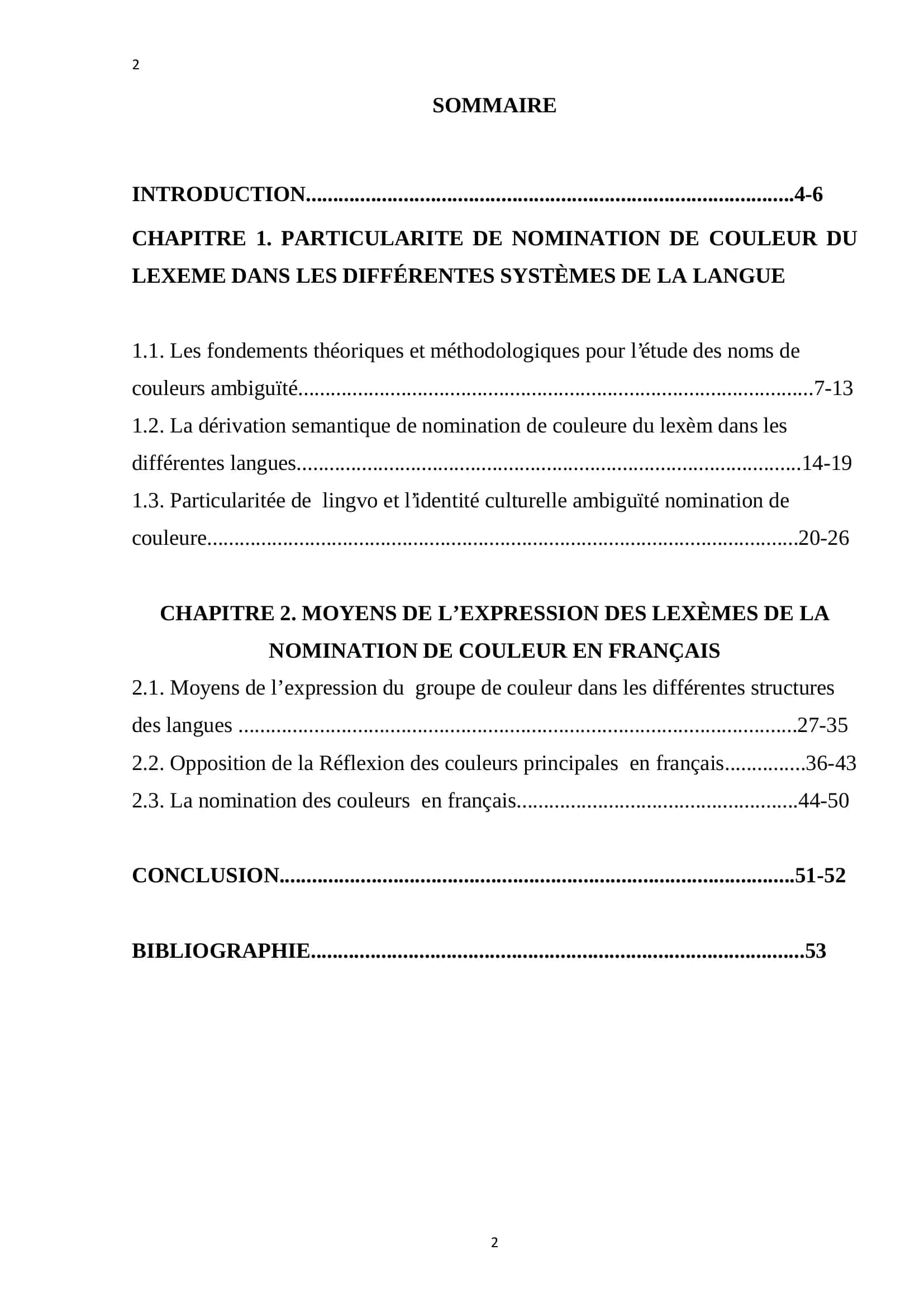 Analyse comparative des nominations des couleurs des lexèmes en français 2