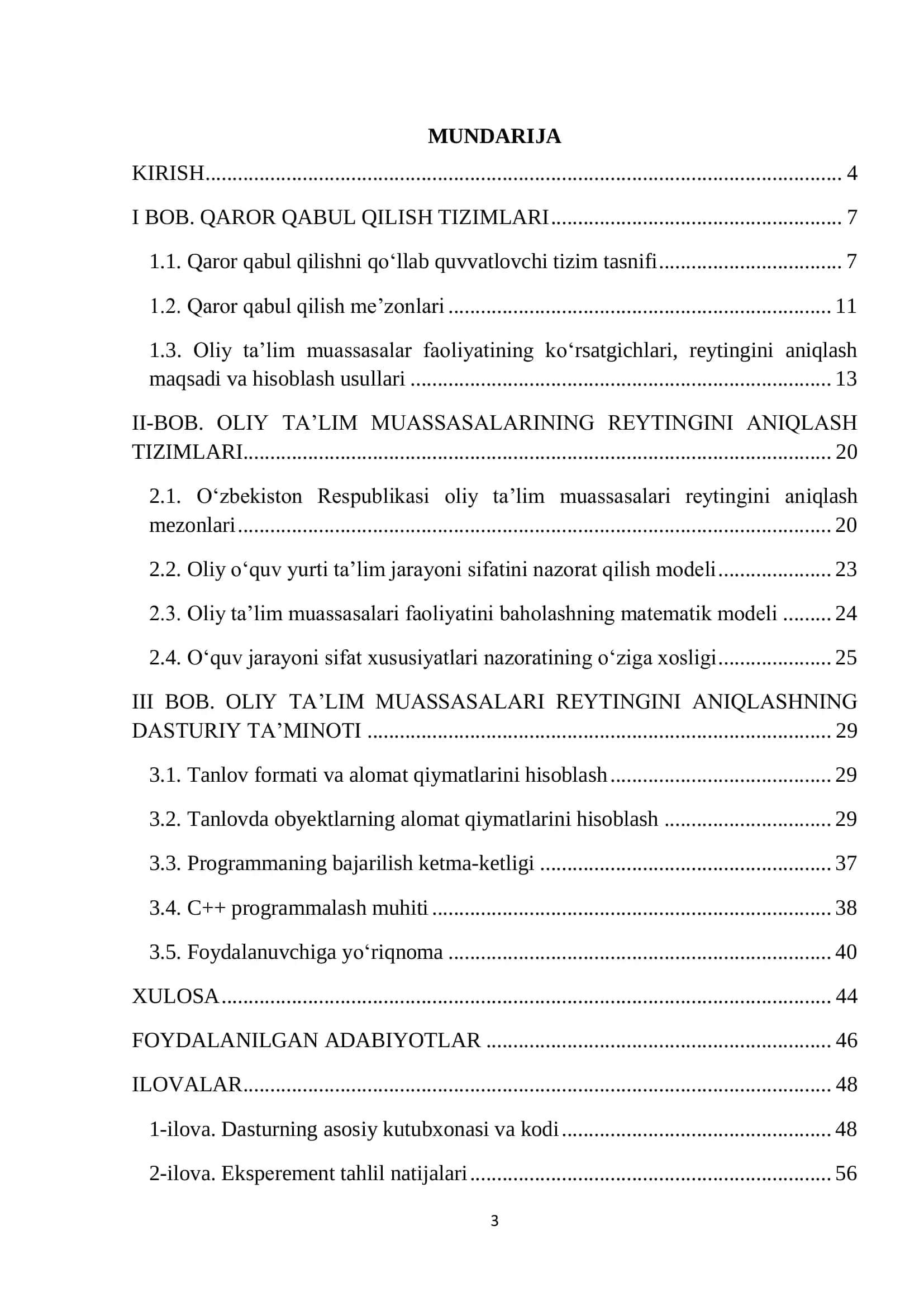 O‘zbekiston Respublikasi Oliy va O‘rta Maxsus Ta’lim Vazirligi Qarshi Davlat Universiteti “Amaliy Matematika va Informatika” Kafedrasi 2