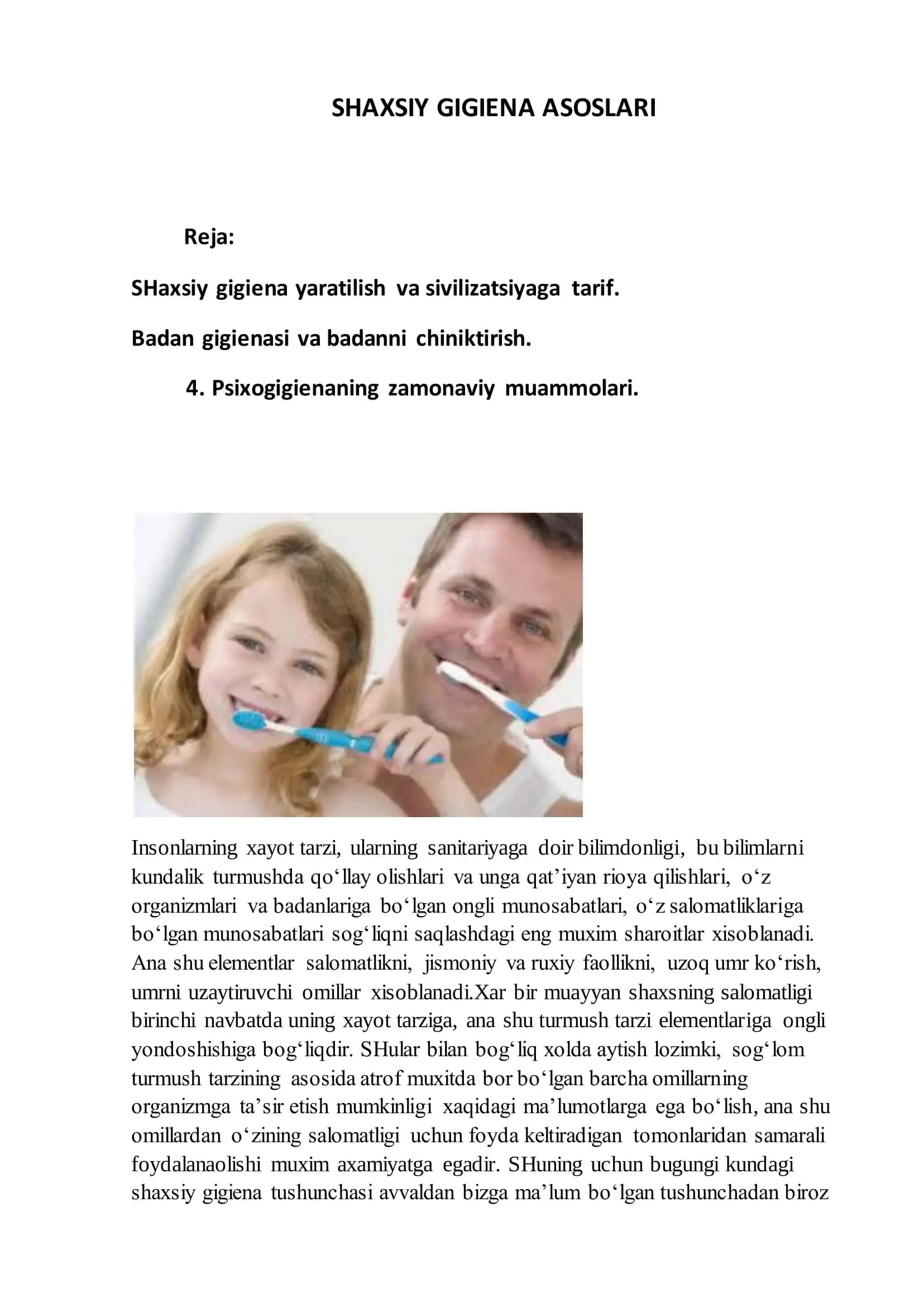 SHAXSIY GIGIENA ASOSLARI 2