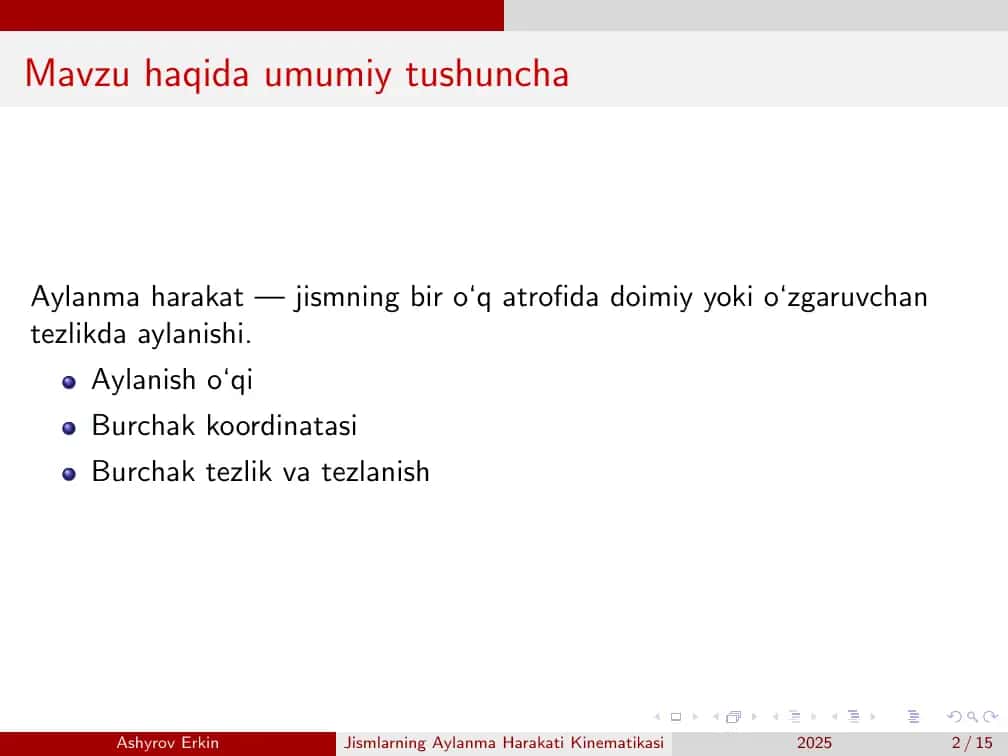 Jismlarning Aylanma Harakati Kinematikasi 2