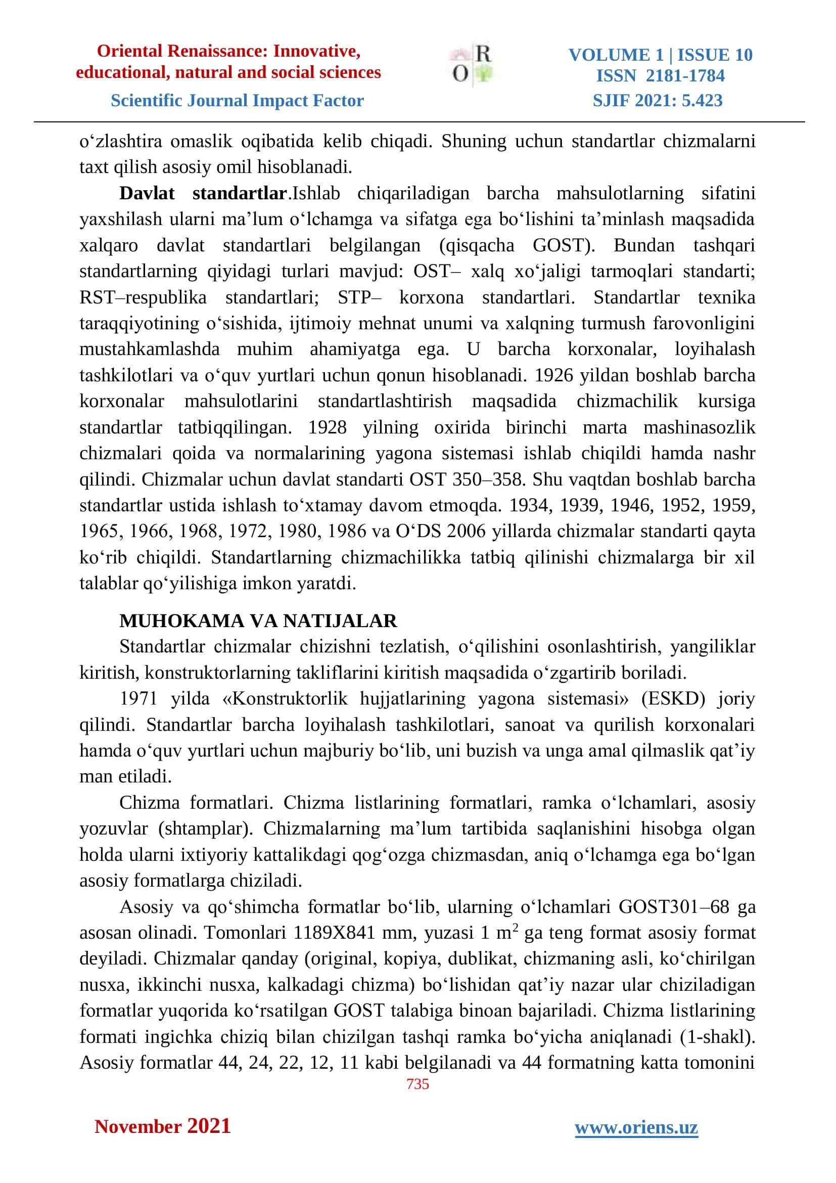 DAVLAT STANDARTI ASOSIDA CHIZMALARNI TAXT QILISH 2