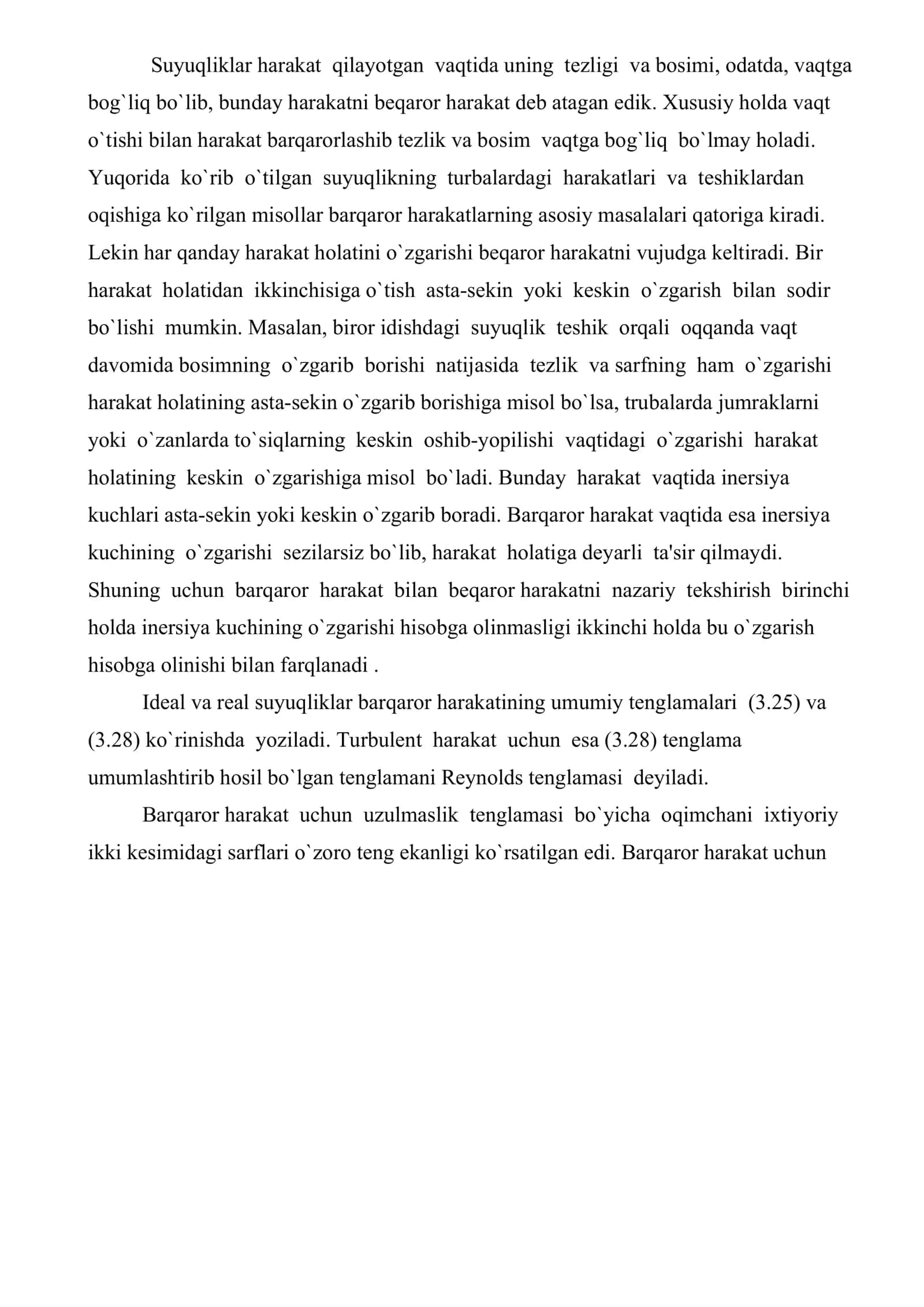 Suyuqlikning beqaror harakati 2