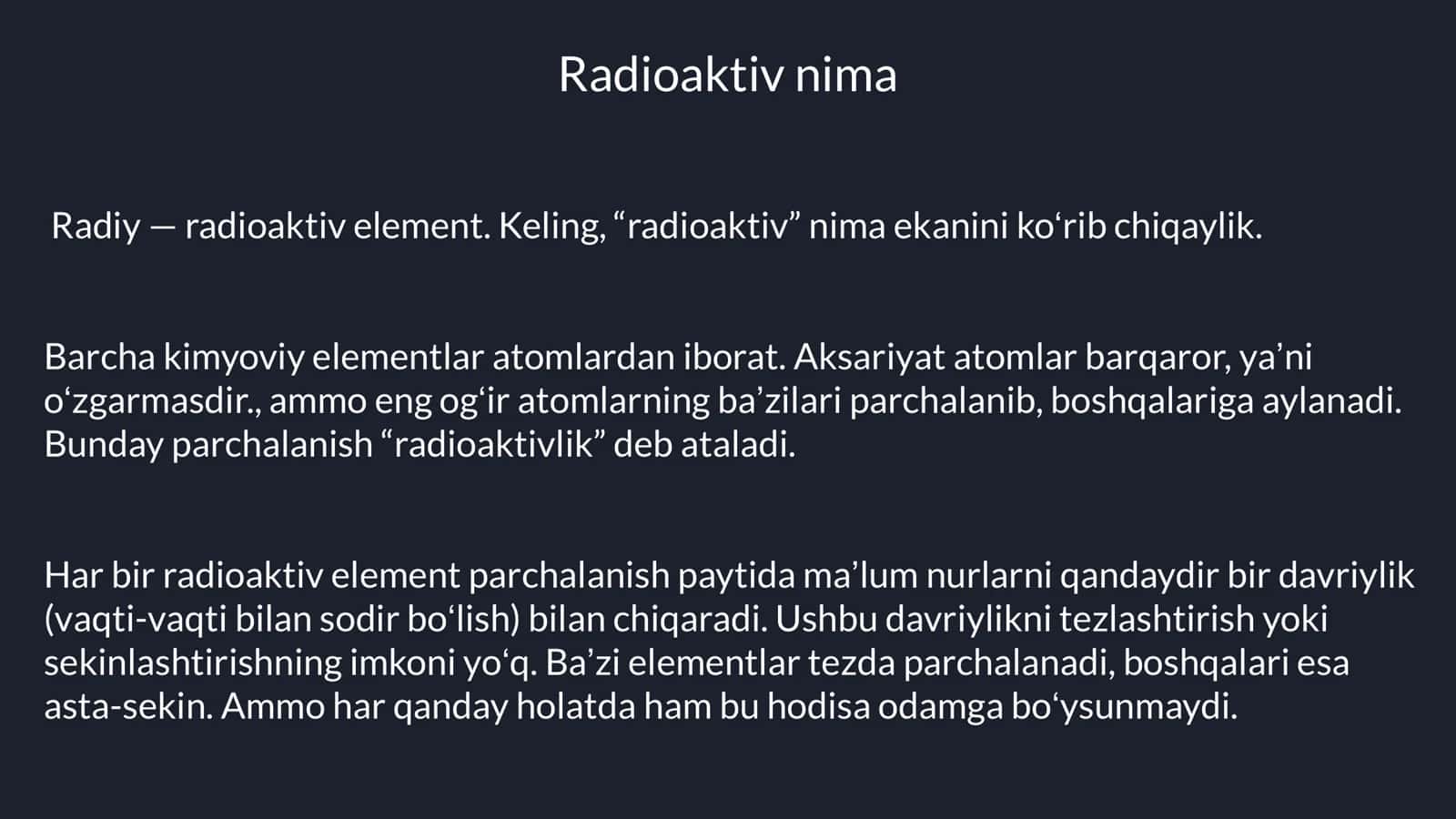 Yadro kimyosining tibbiyotdagi oʻrni Hasanov Radiy 2