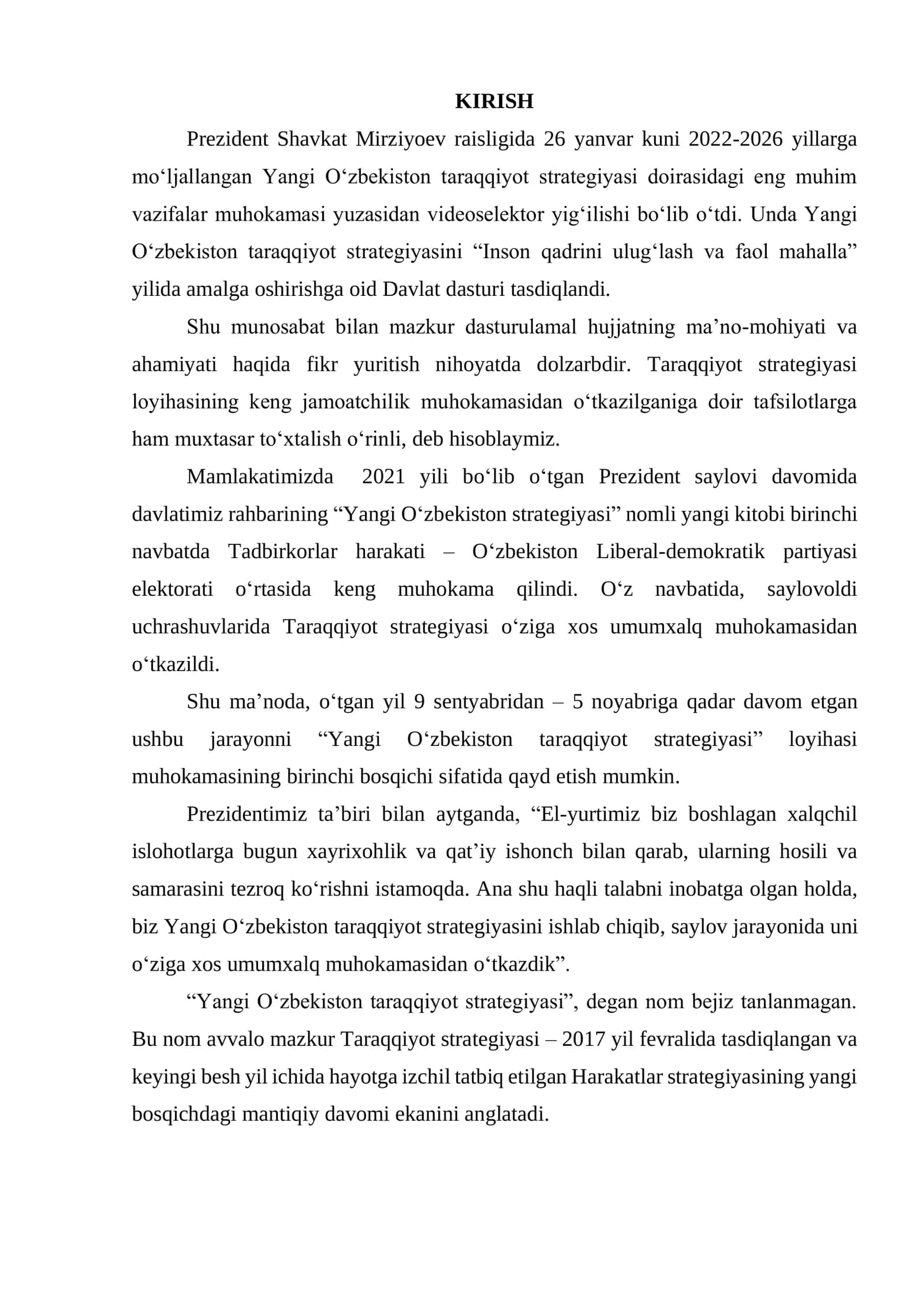 YANGI O‘ZBEKISTON YANGILANISH VA TARAQQIYOT ISTIQBOLLARI 2