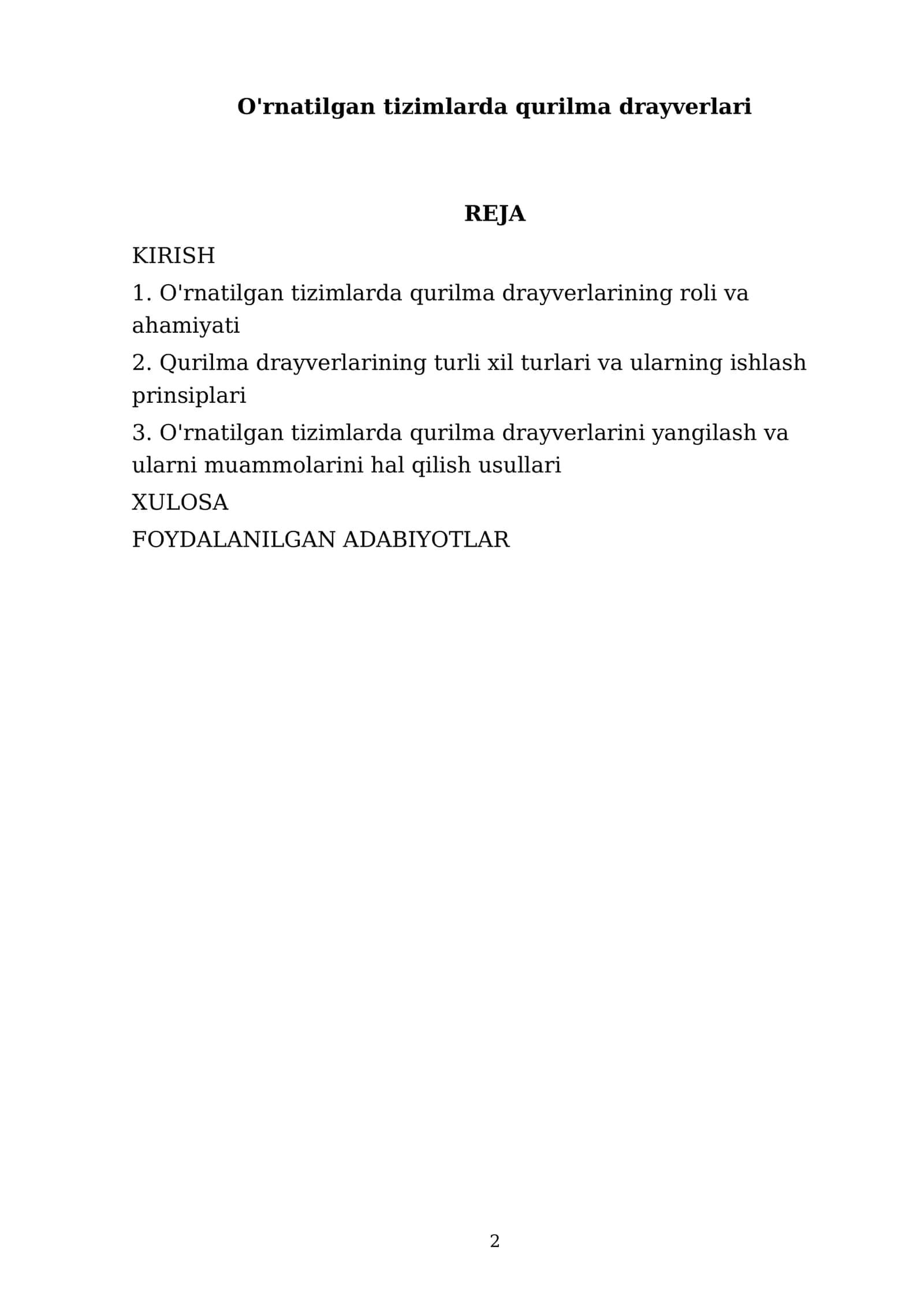 O'rnatilgan tizimlarda qurilma drayverlari 2