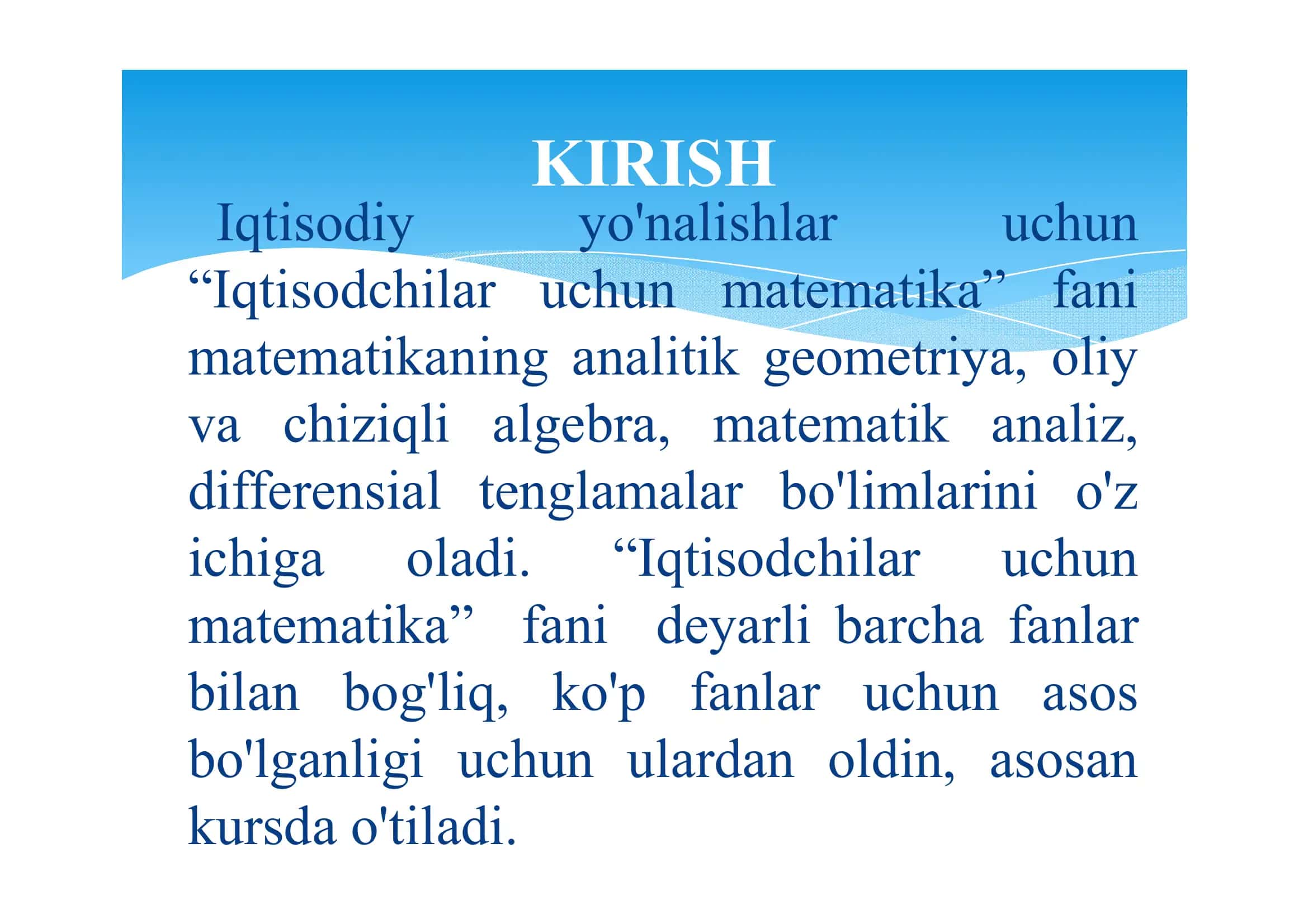 Iqtisodchilar uchun matematika 2