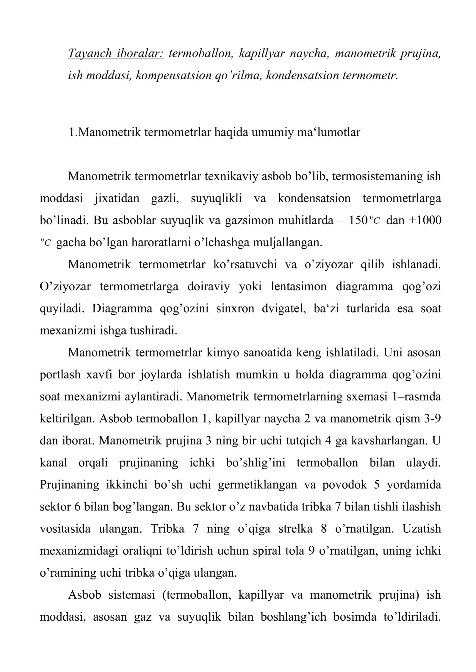 Manometrik termometrlar 2