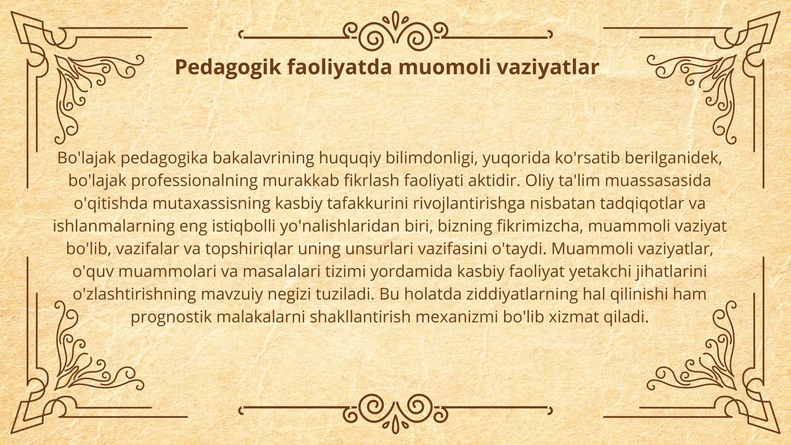 pedagogik faoliyatda muamoli vaziyatlar 2