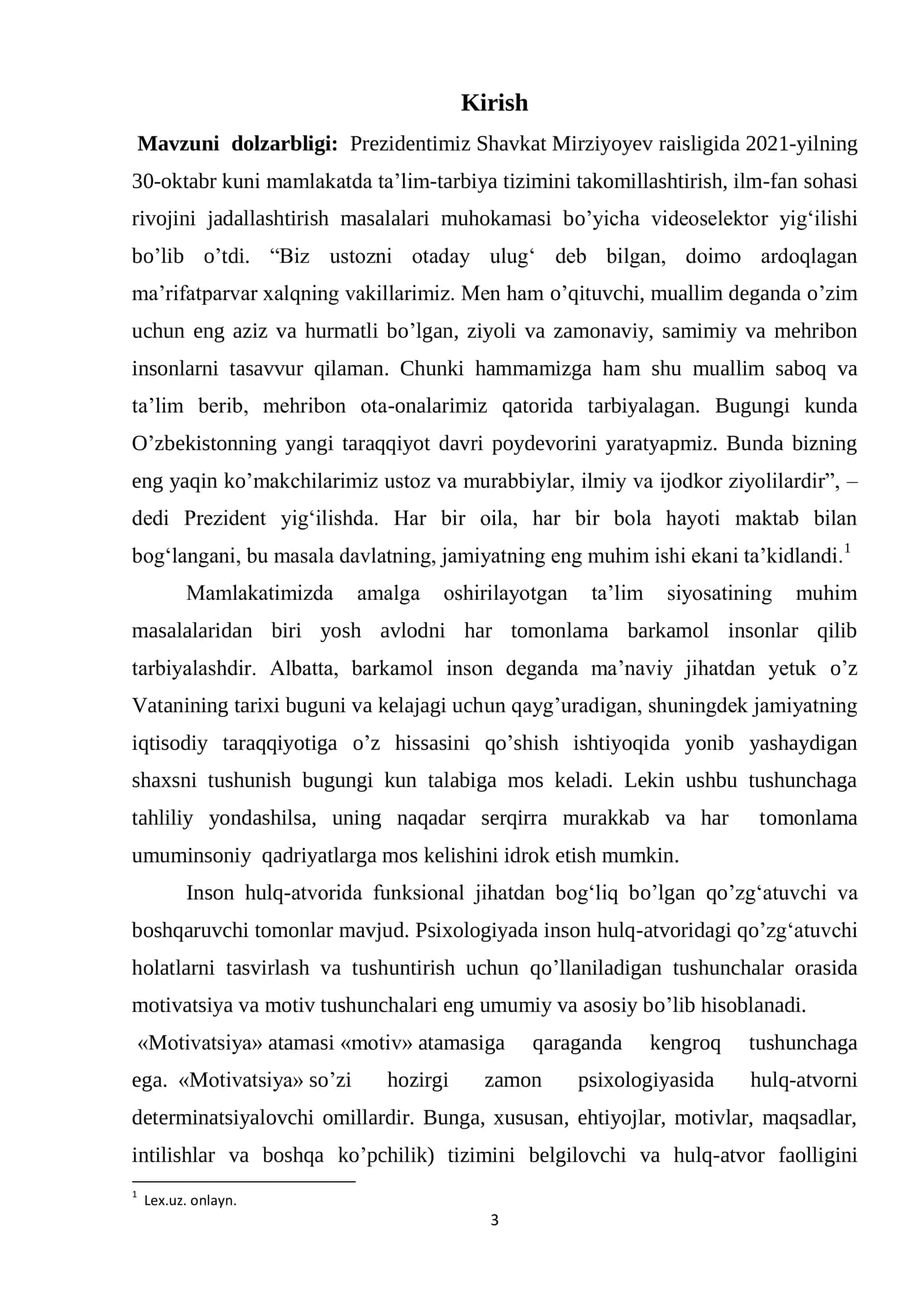 Shaxsning motivatsiya sohasi. 3