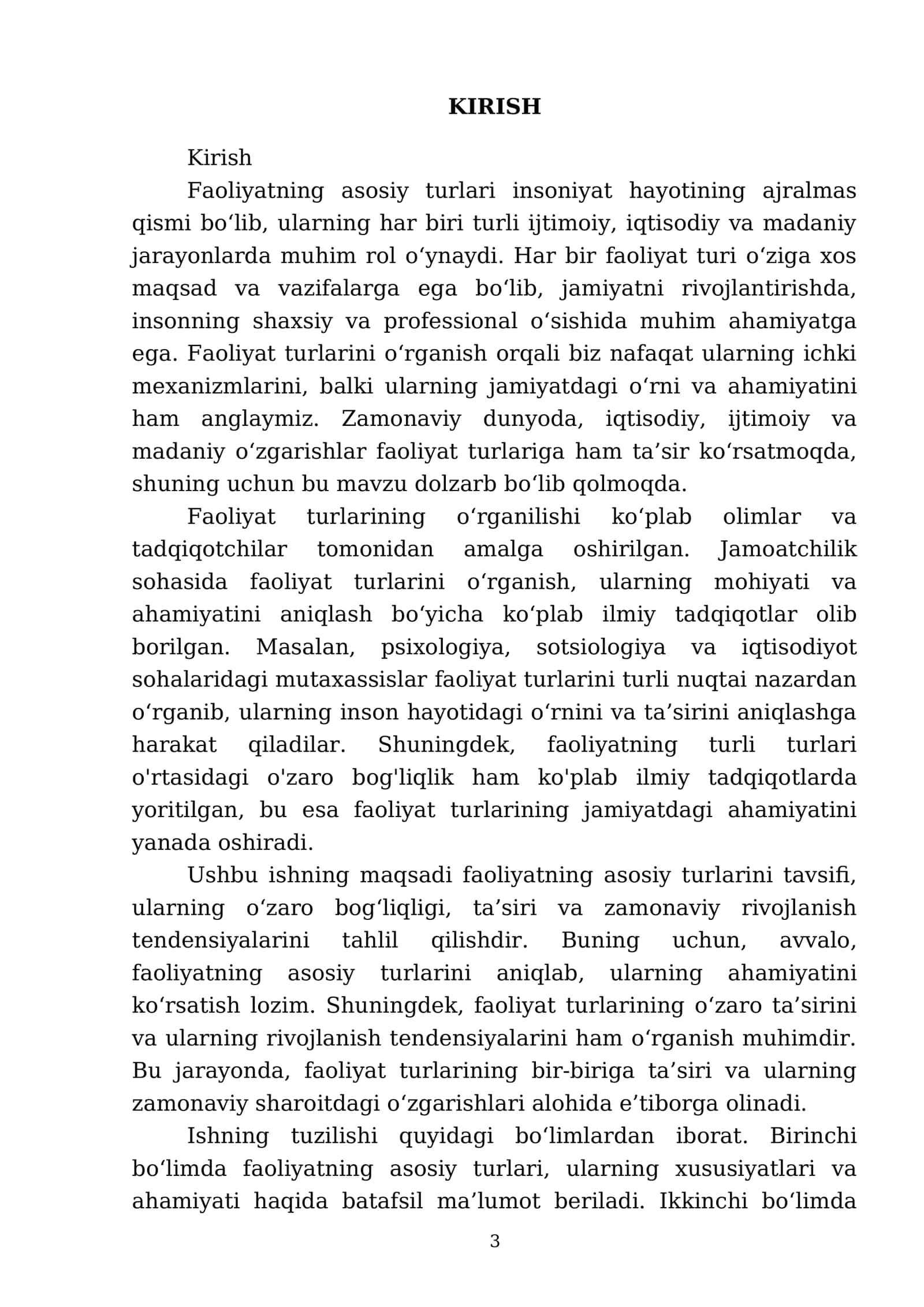 Faoliyatning asosiy turlari 3