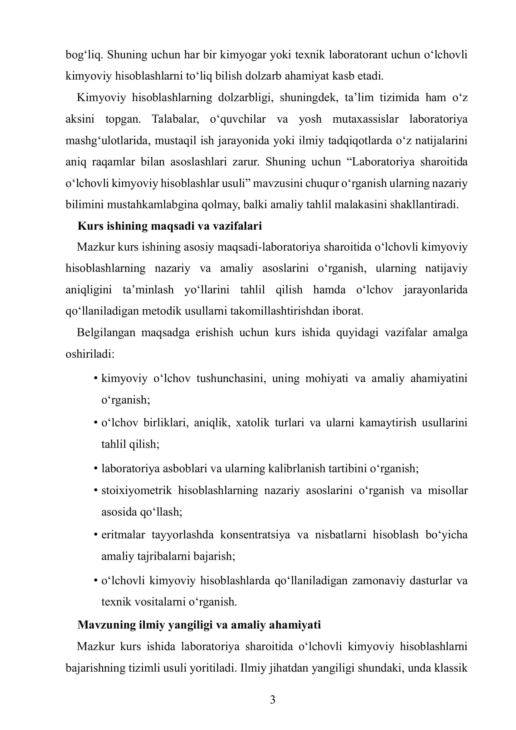 LABORATORIYA SHAROITIDA O‘LCHOVLI KIMYOVIY HISOBLASHLAR USULI 3