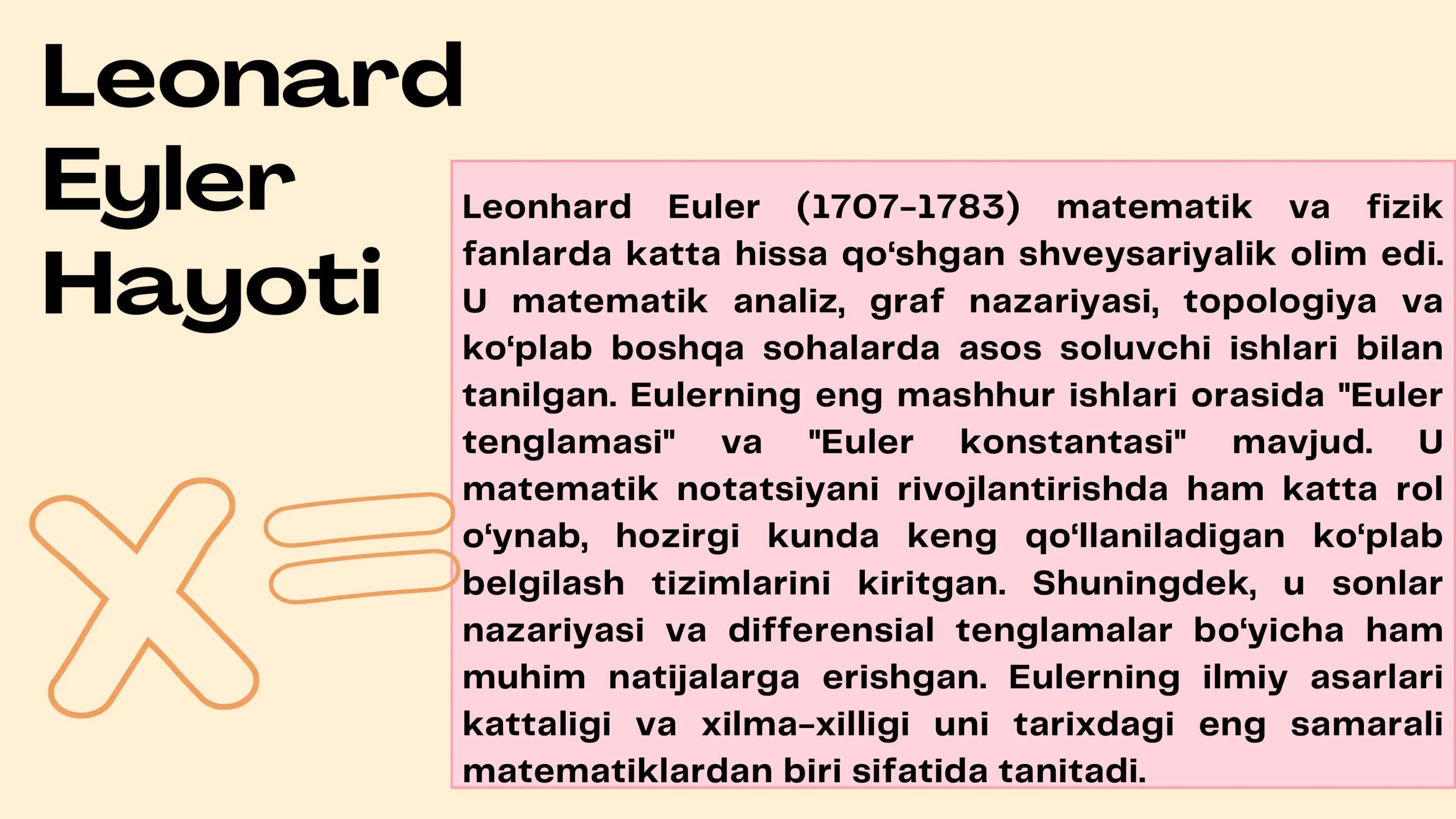 L.Eyler ,J. Venn ,R.Dekart  hayoti va ilmiy ishlarini oʻrganish 3