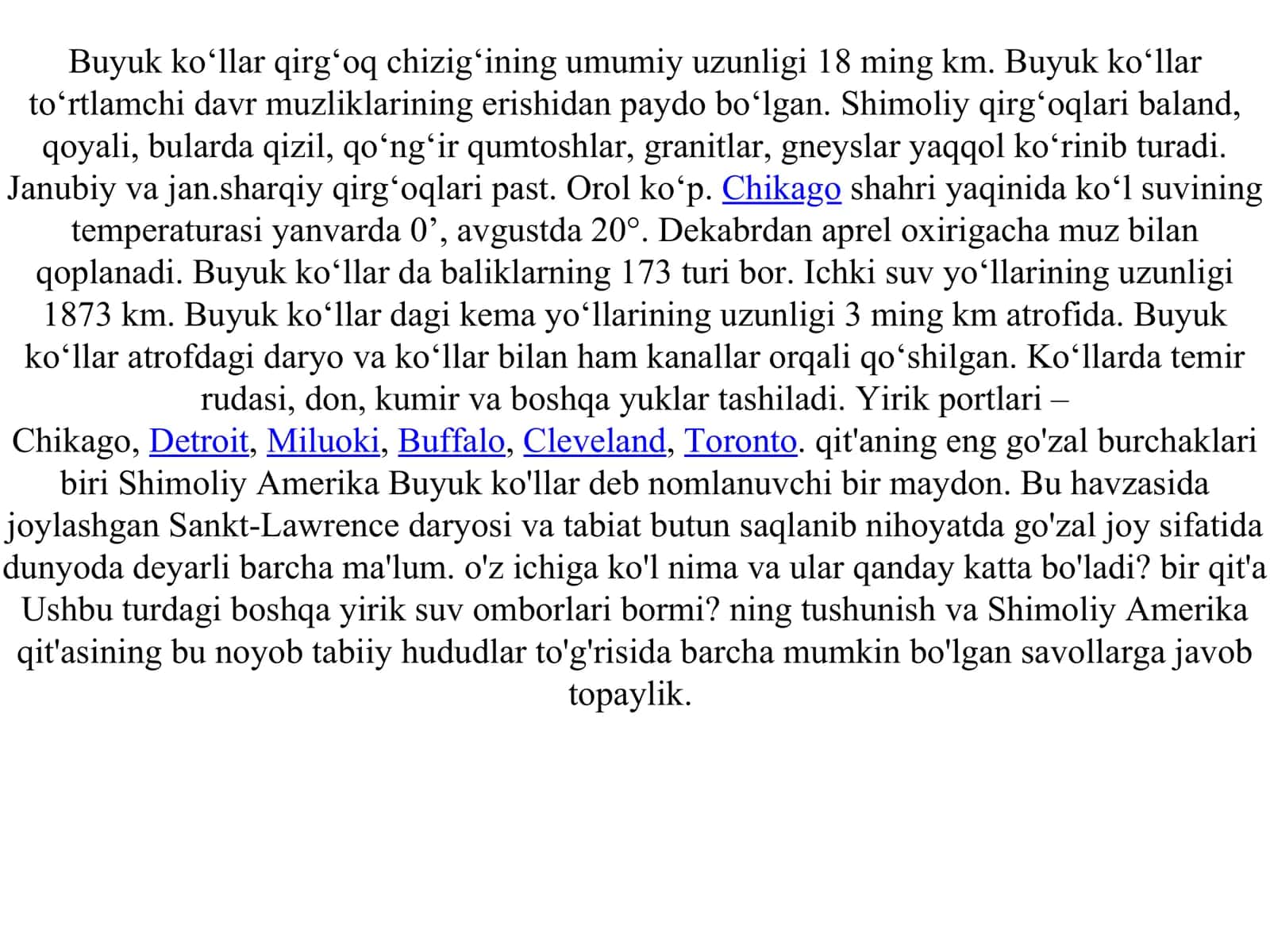 Shimoliy Amerikaning Buyuk ko´llari 3