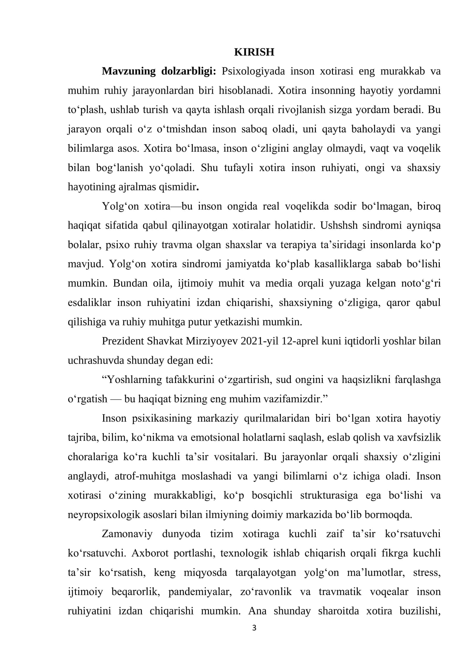 XOTIRA BUZILISHLARI VA YOLG‘ON XOTIRA SINDROMI 3