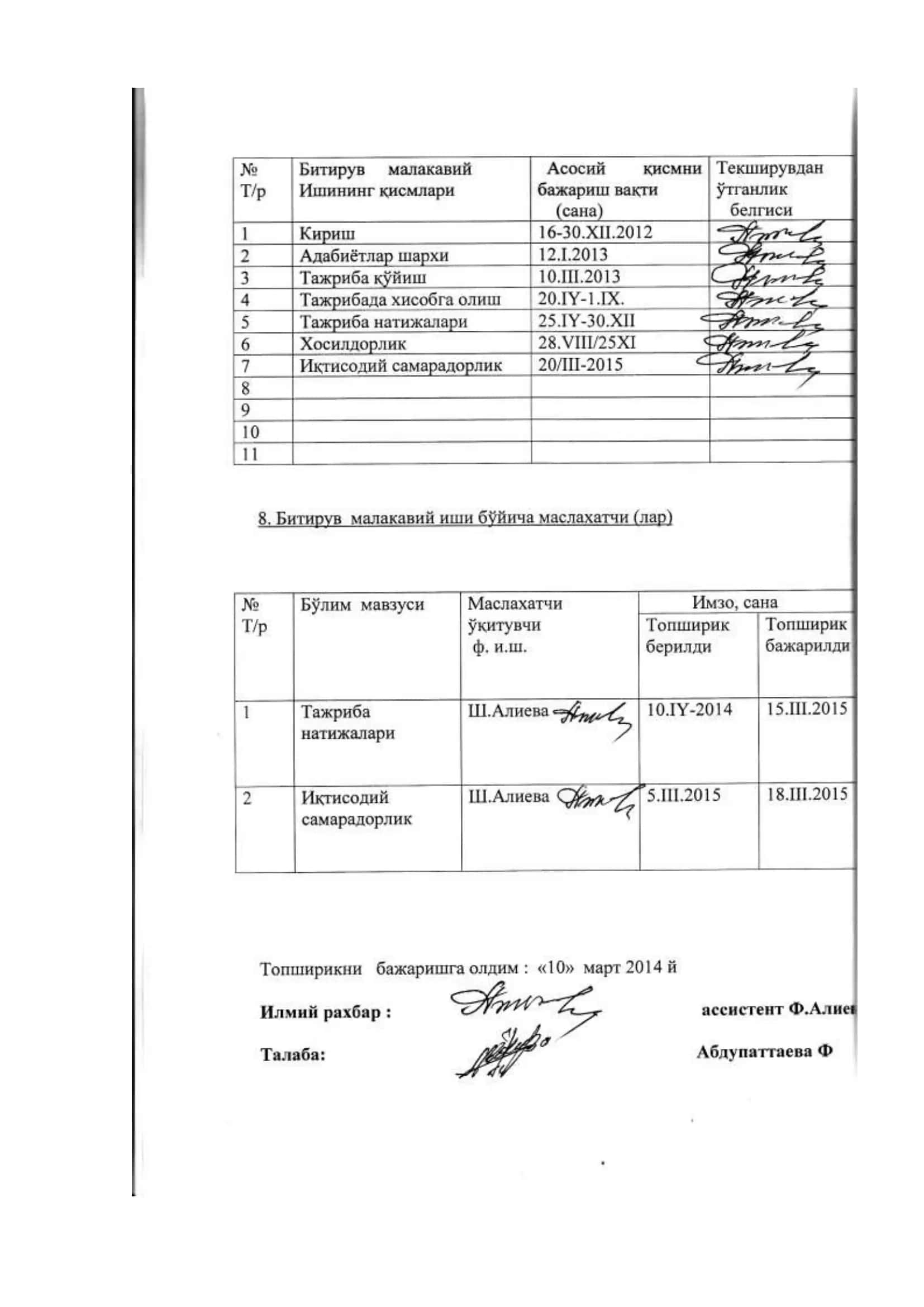 Тажриба натижалари 3