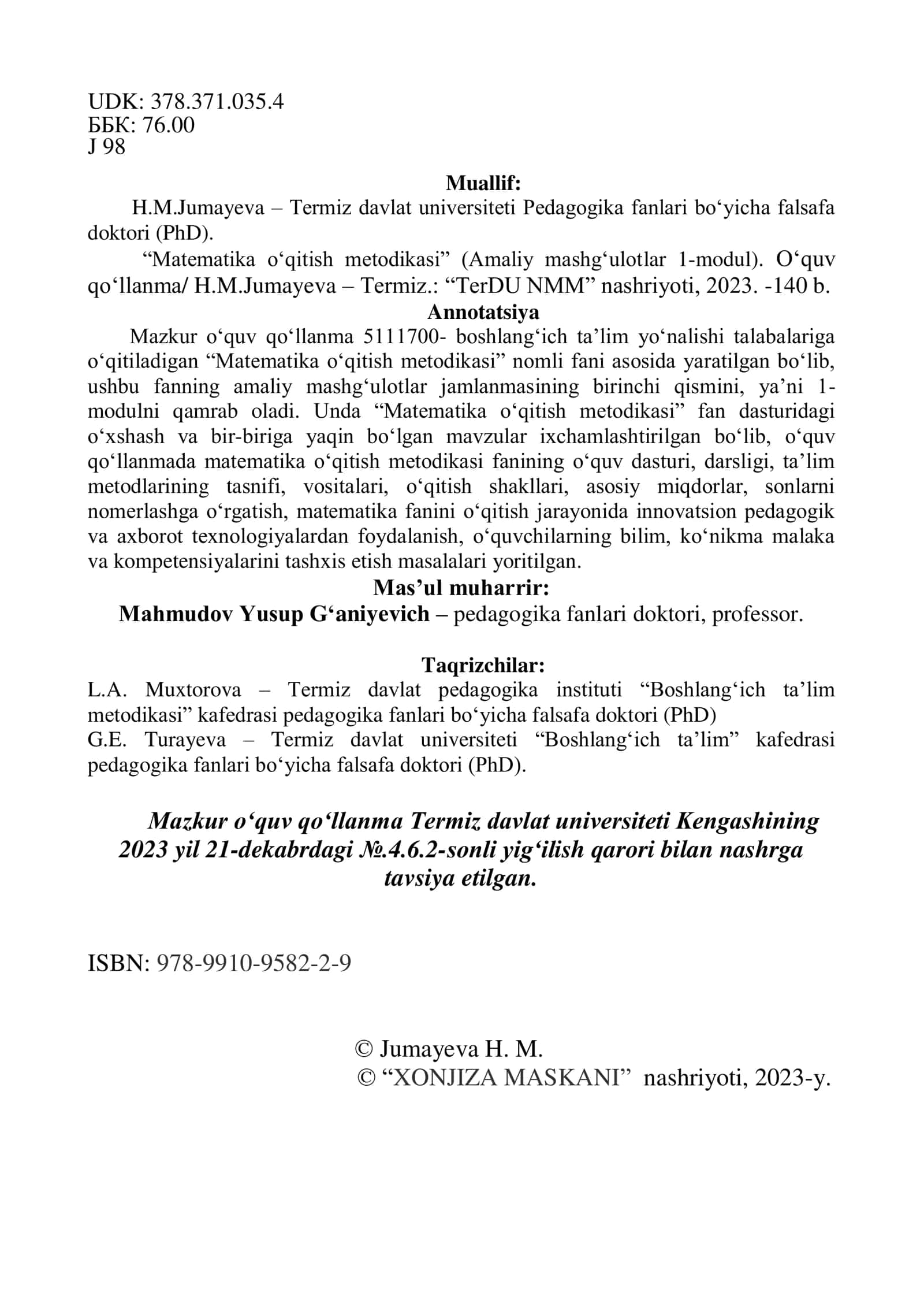 Matematika o‘qitish metodikasi (Amaliy mashg‘ulotlar 1-modul) 3