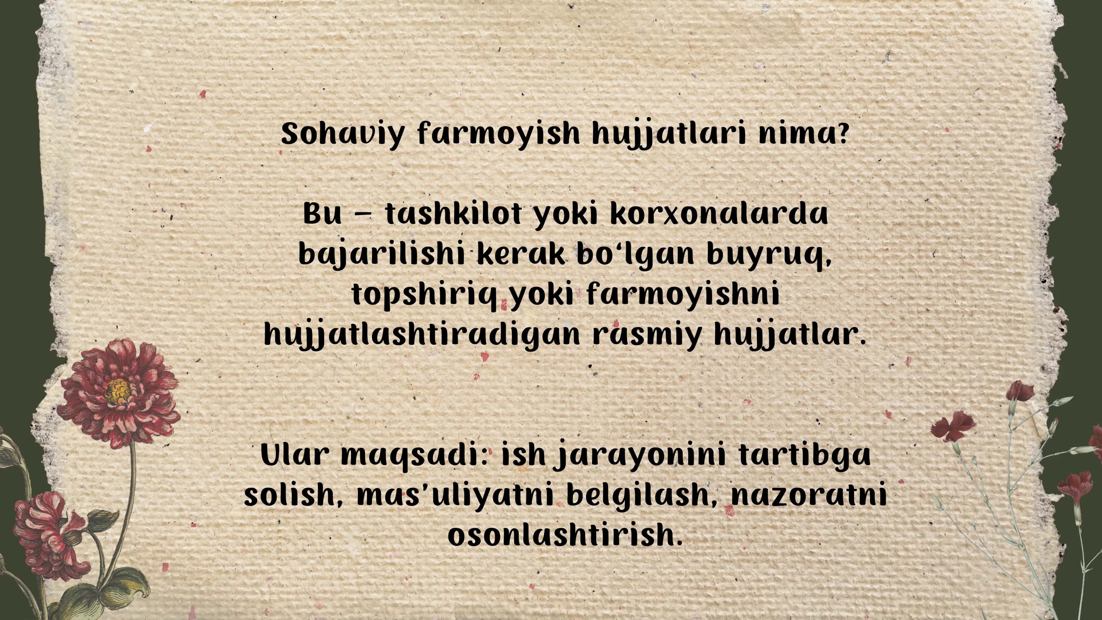 Sohaviy farmoyish hujjatlarining xususiyatlari 3