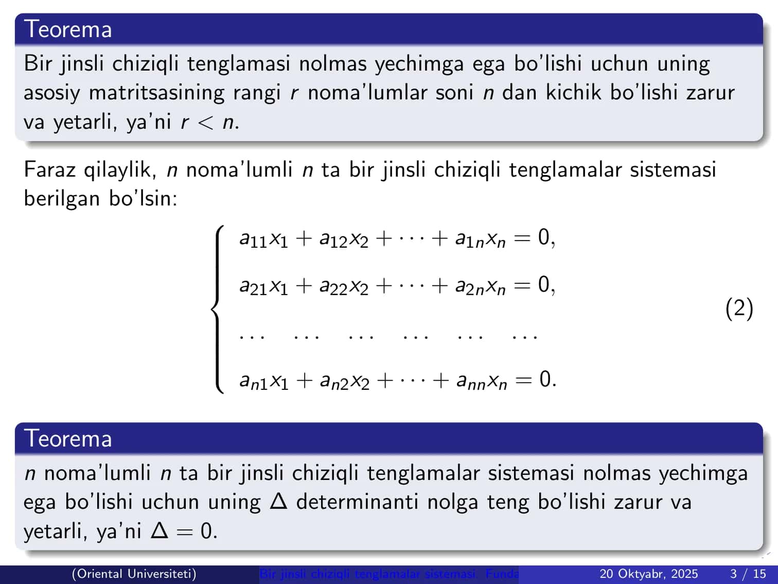 Chiziqli tenglamalar sistemasi 3