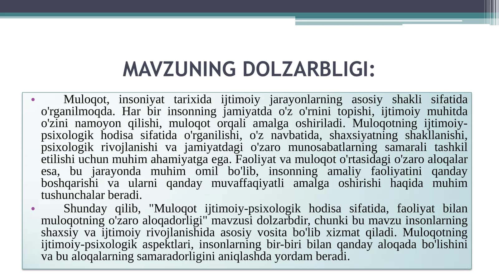 MULOQOT IJTIMOIY-PSIXOLOGIK HODISA 3