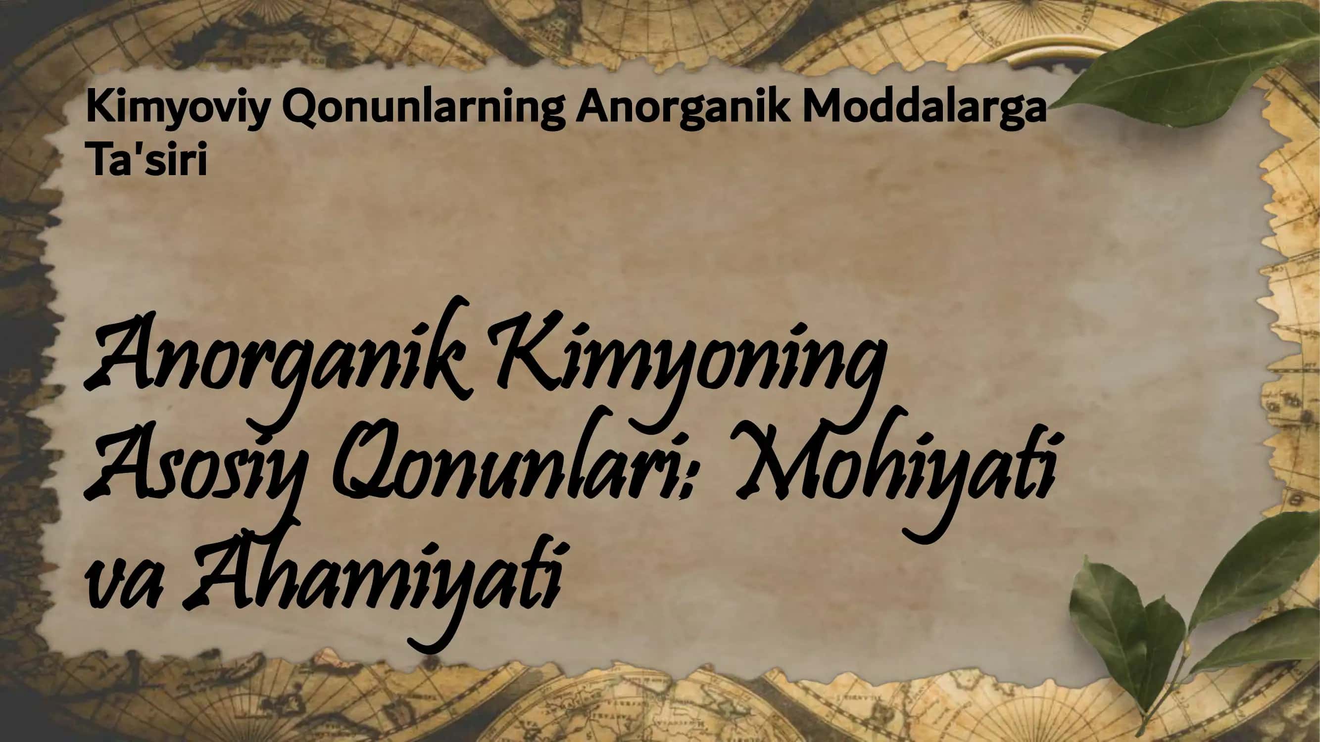 Anorganik Kimyo fanining asosiy qonunlari 3