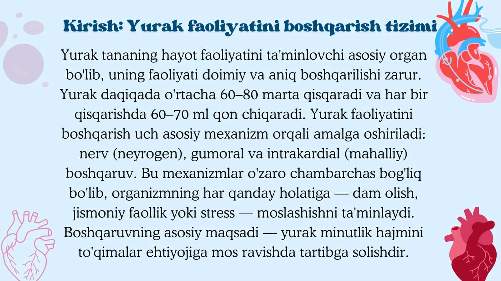 Yurak faoliyatining boshqarilishini oʻrganish 3