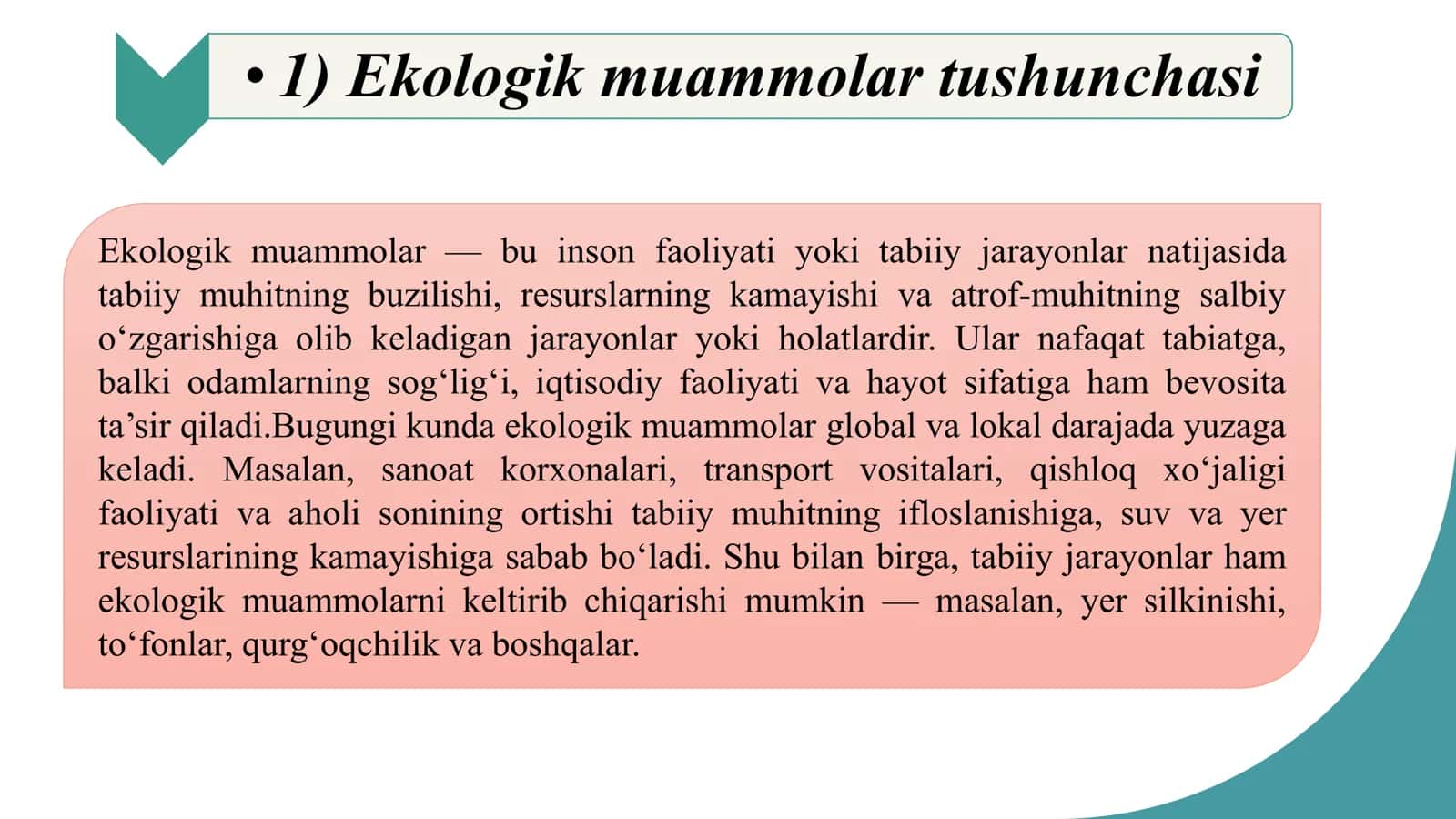 EKOLOGIK MUAMMOLARNING TURLARI VA XAL ETISH 3