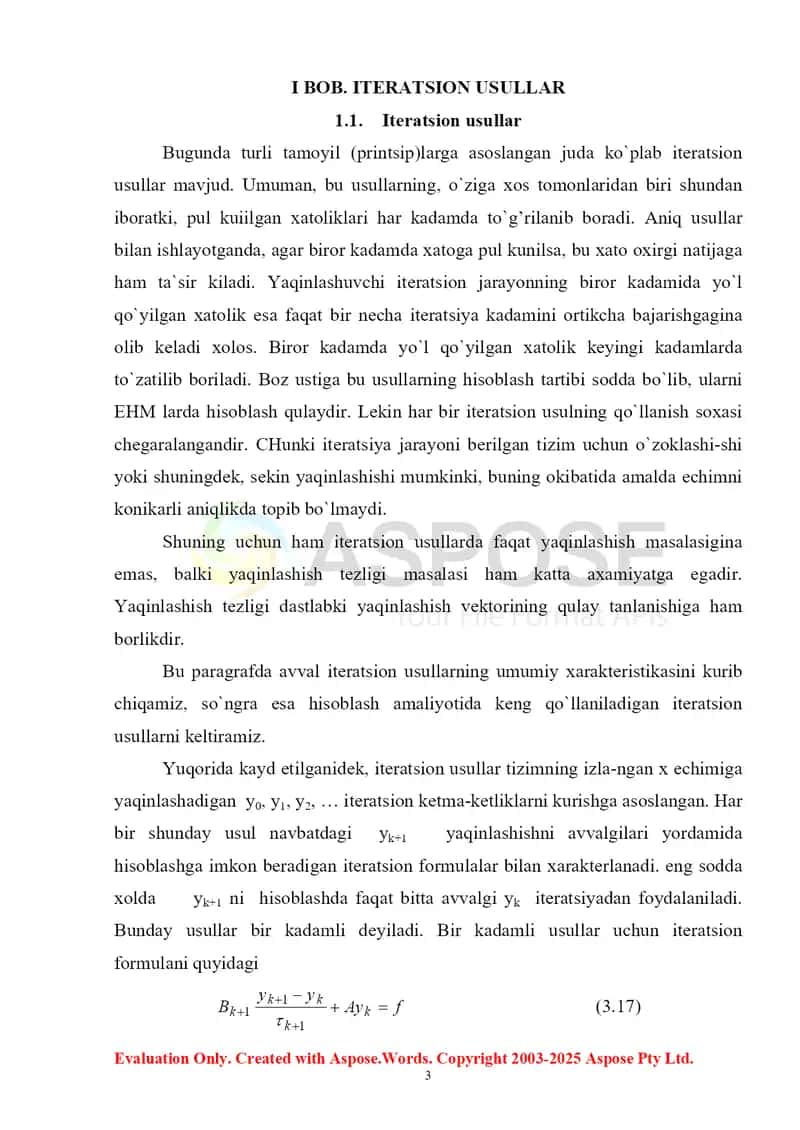 Chiziqsiz tenglamalar sitemasini yechishning iteratsiya usuli 3