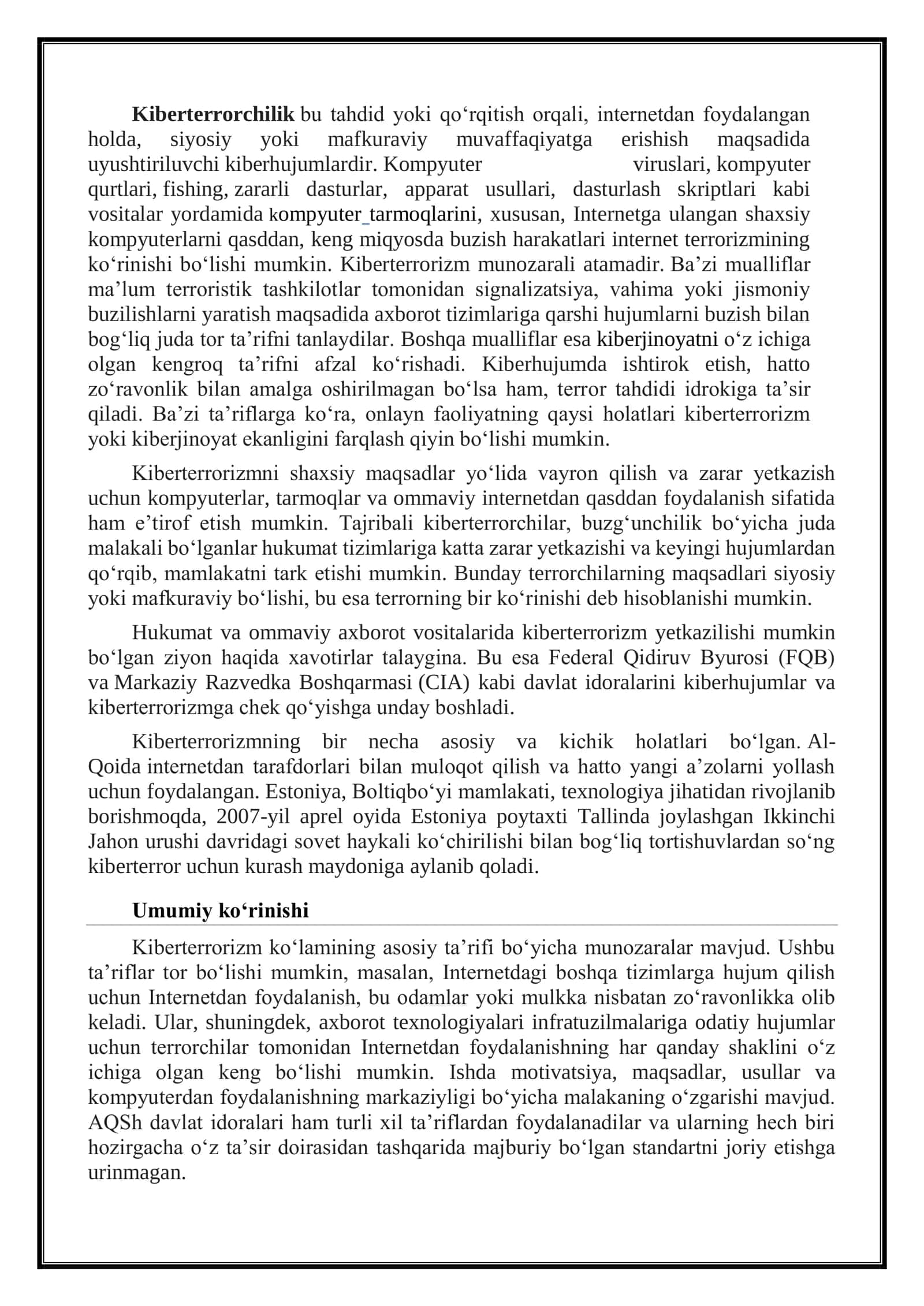 Dinshunoslik "Kiberterrorchilik" 3