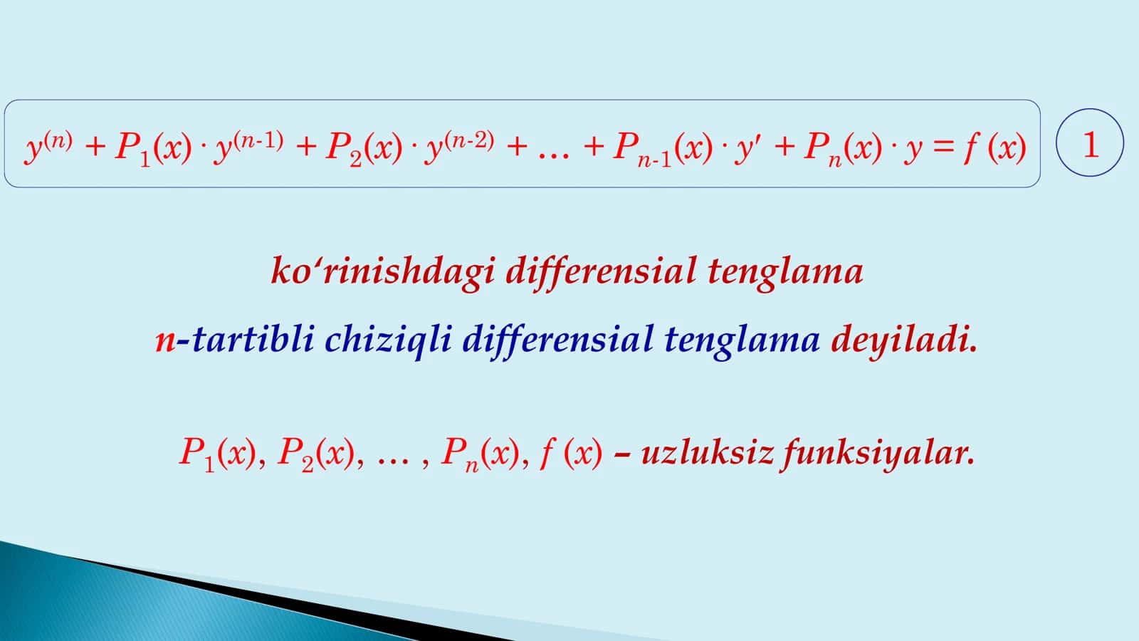 Yuqori tartibli chiziqli differensial tenglamalar 3