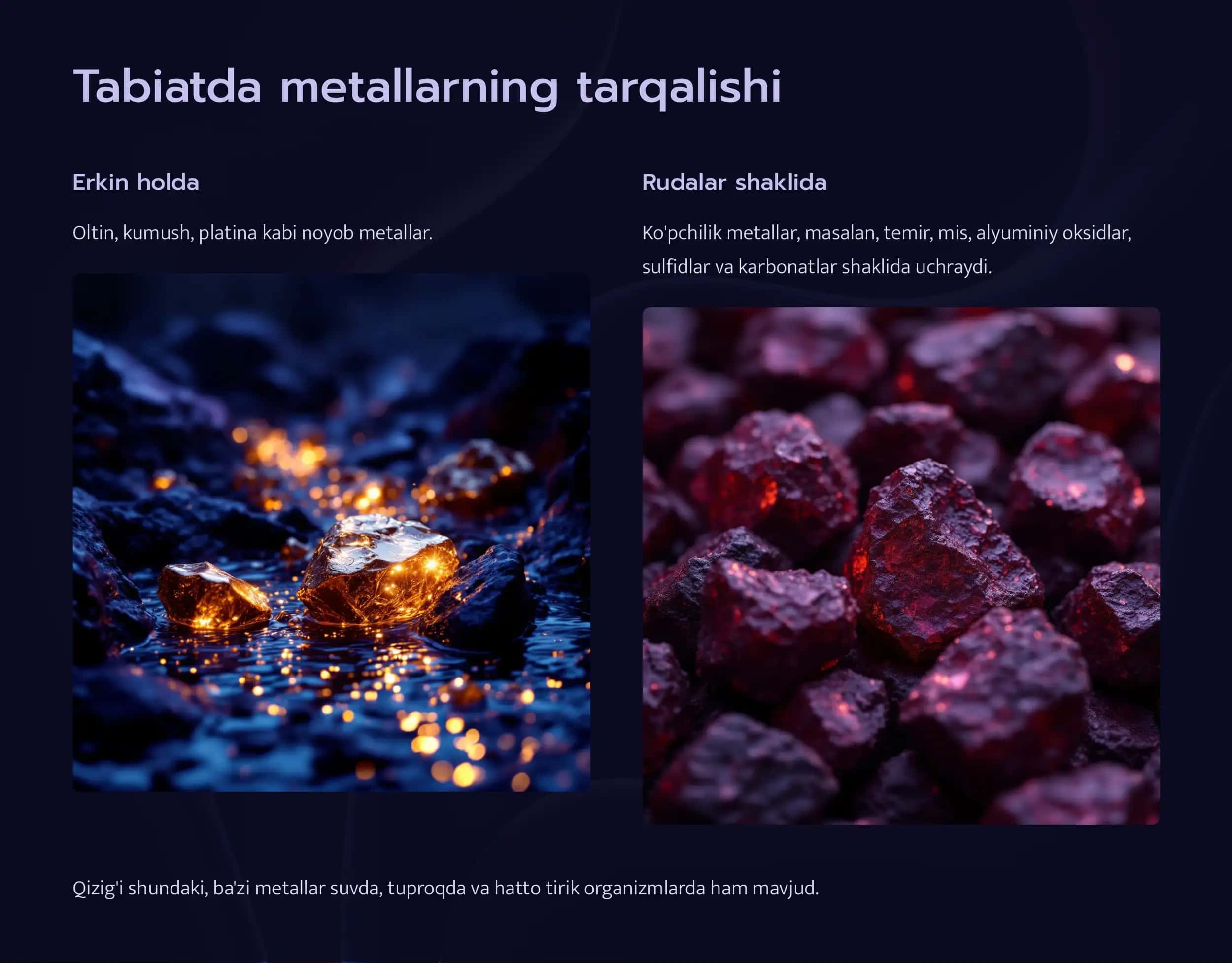 Metallarning tabiatda tarqalishi, olinishi va ishlatilishi 3