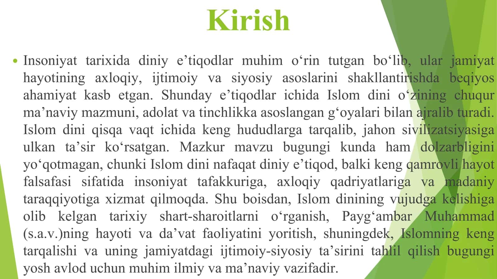 Islom dinining vujudga kelishi 3