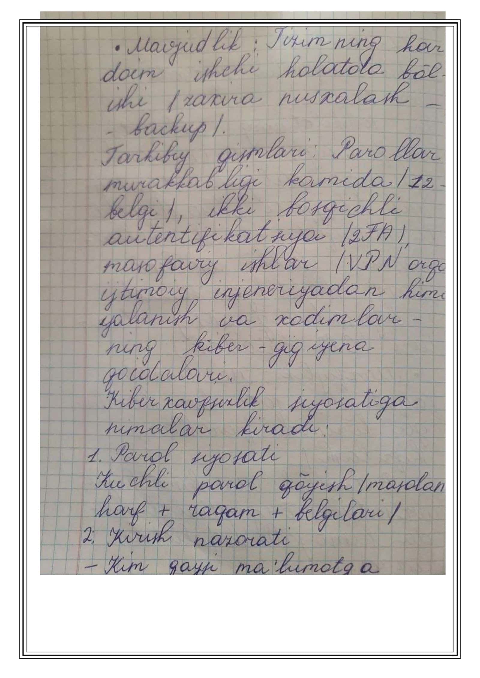 KIBERXAVFSIZLIK ASOSLARI FANIDAN MA`RUZA 3