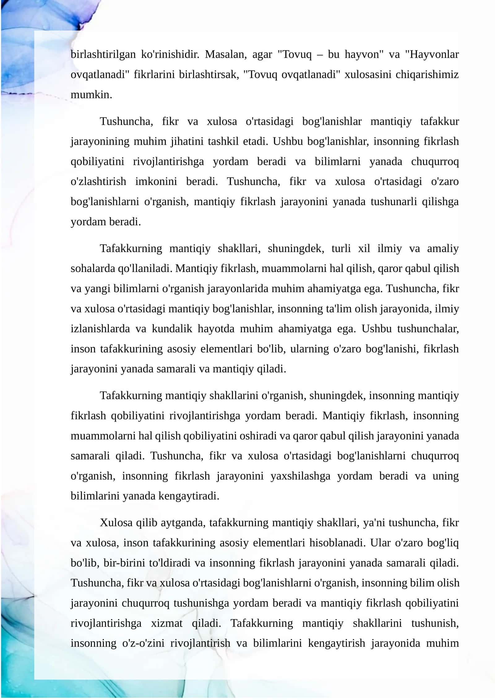 Tafakkurning mantiqiy shakllari va qonunlari 3
