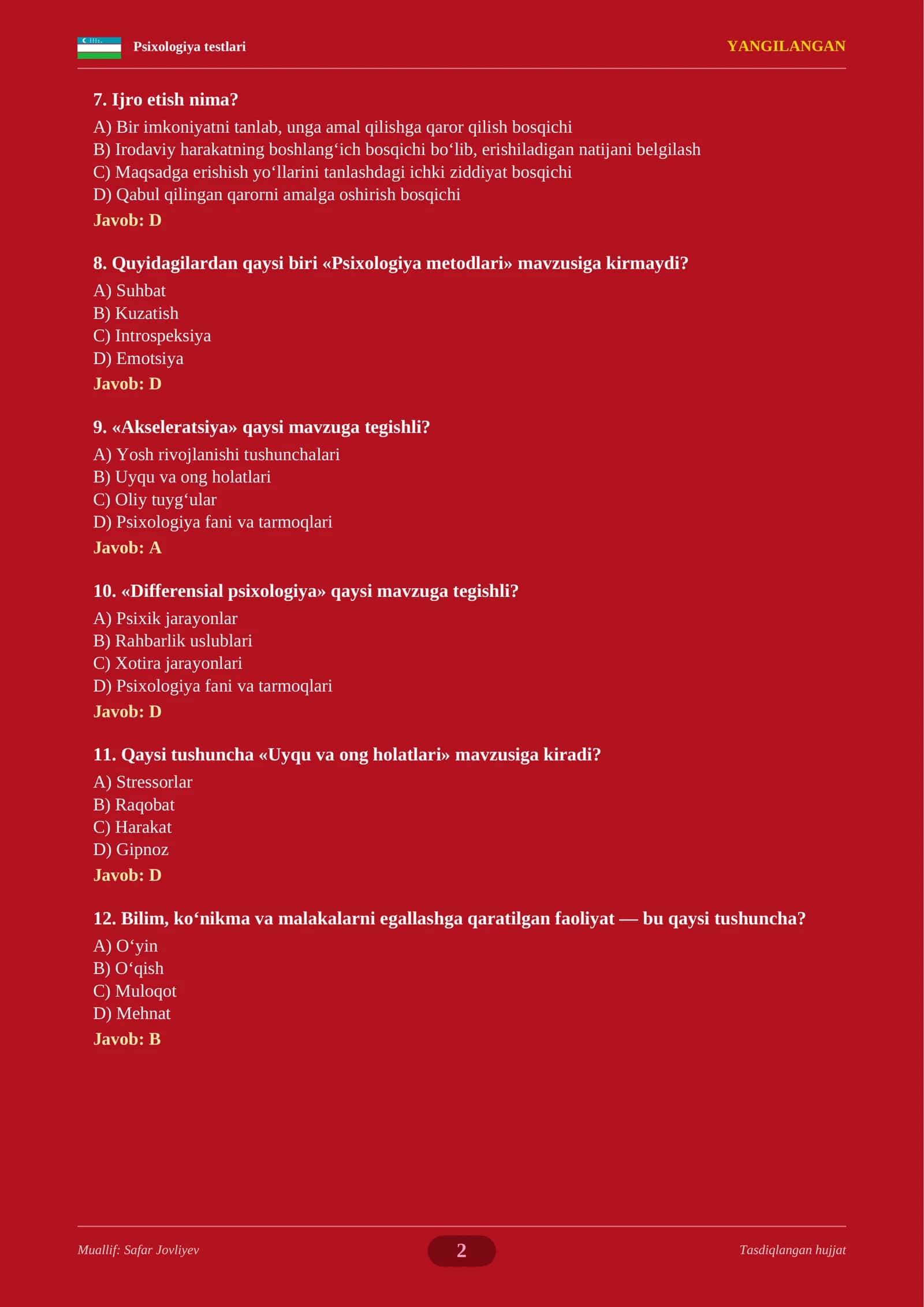 Psixologiyadan 1325 ta test 3