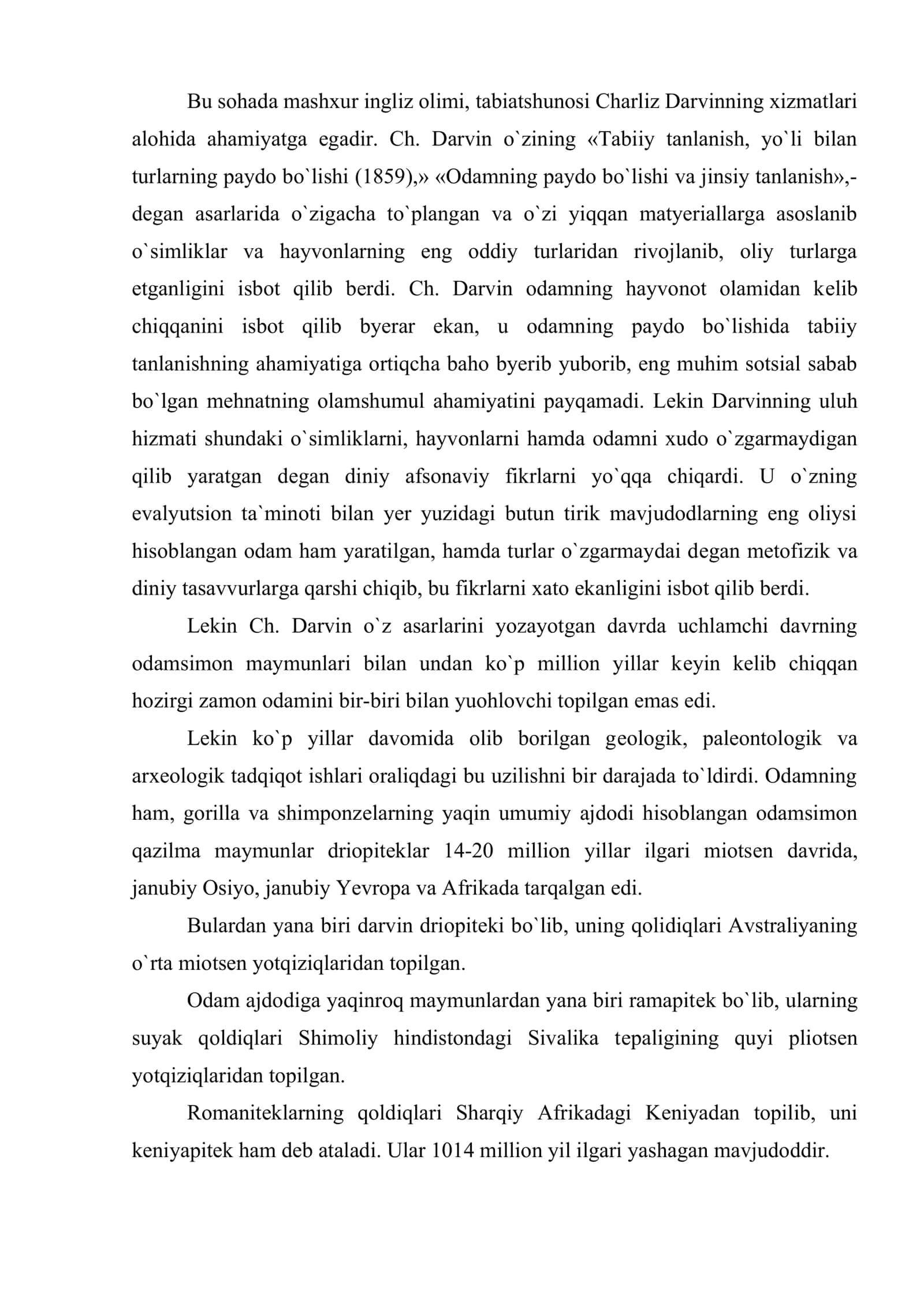 Odamning paydo bo`lishi va antrapogeniz jarayoni 3