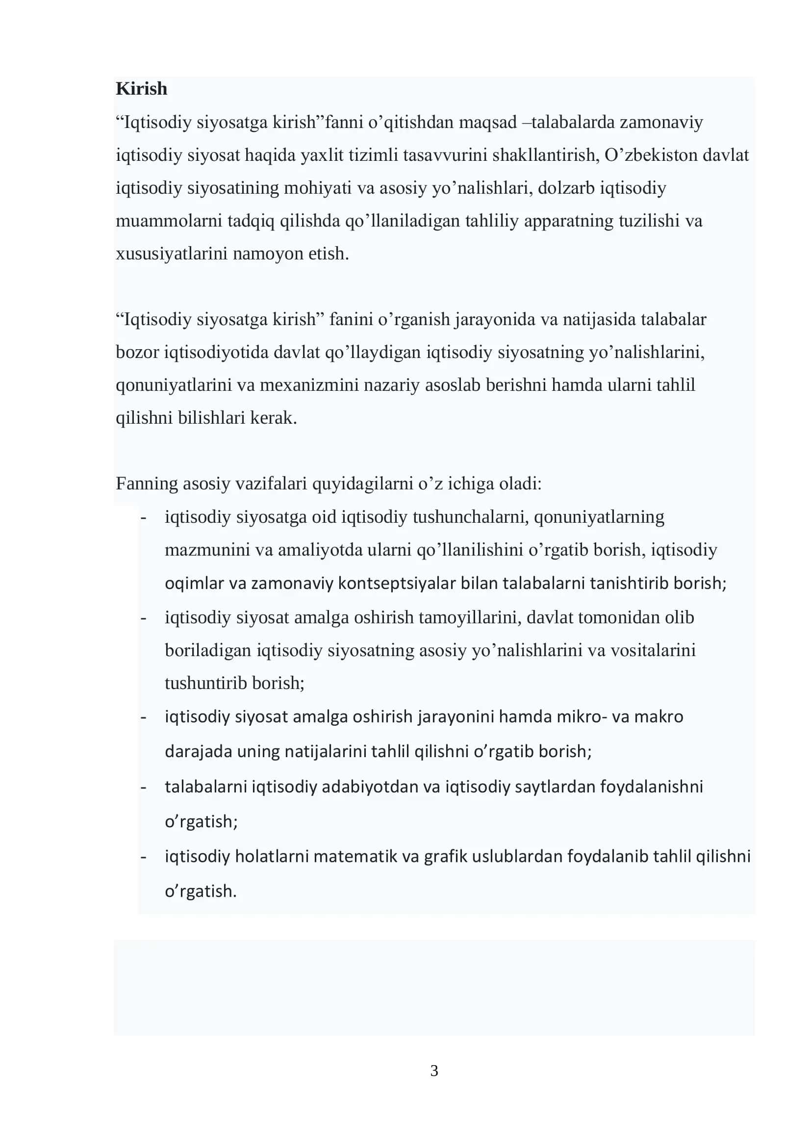 Iqtisodiy siyosatga kirish 3