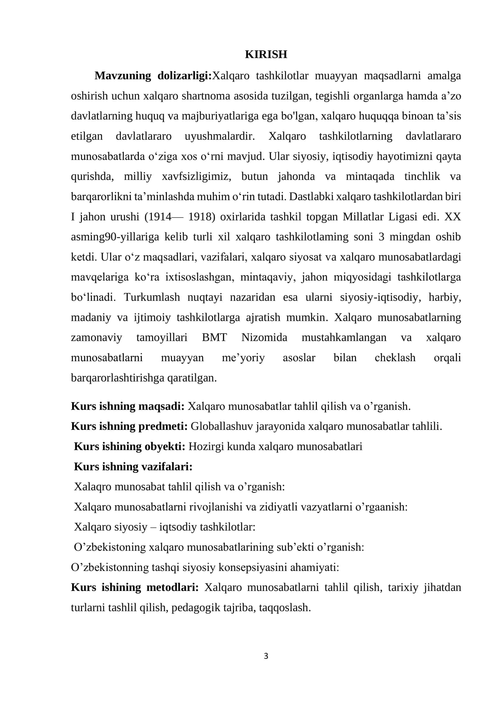 HOZIRGI ZAMON XALQARO MUNOSABATLARI TARAQQIYOTINING ASOSIY XUSUSIYATLARI 3