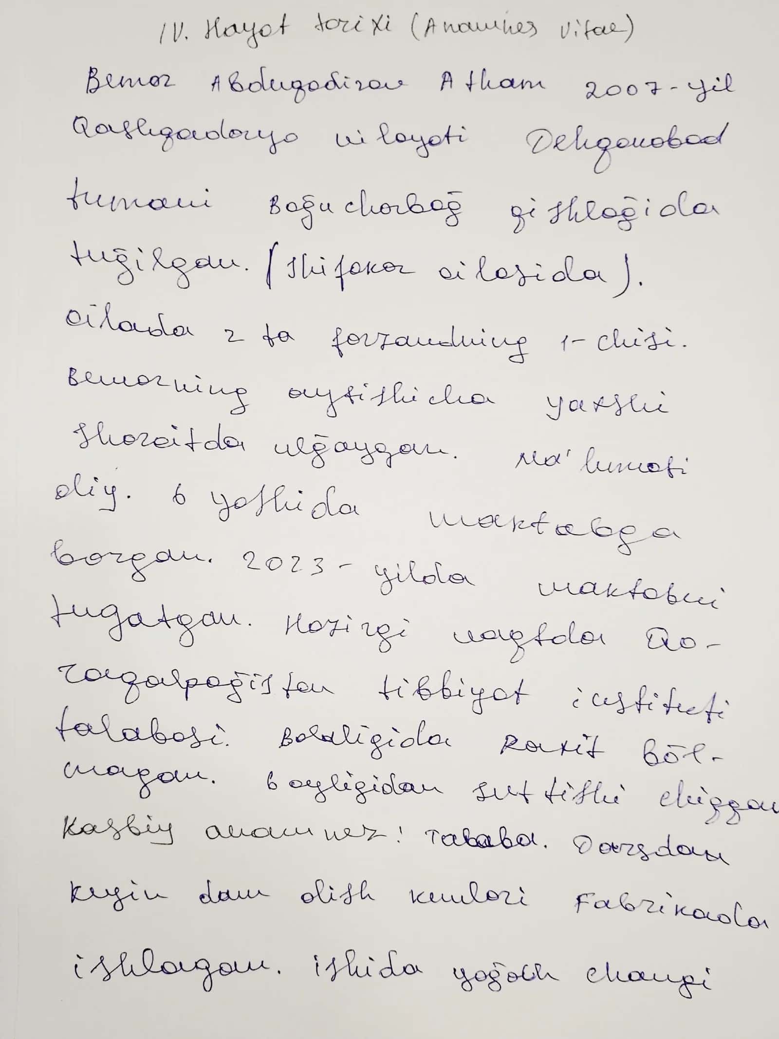 kasallik tarixi oʻtkir va surunkali bronxit IKP 3