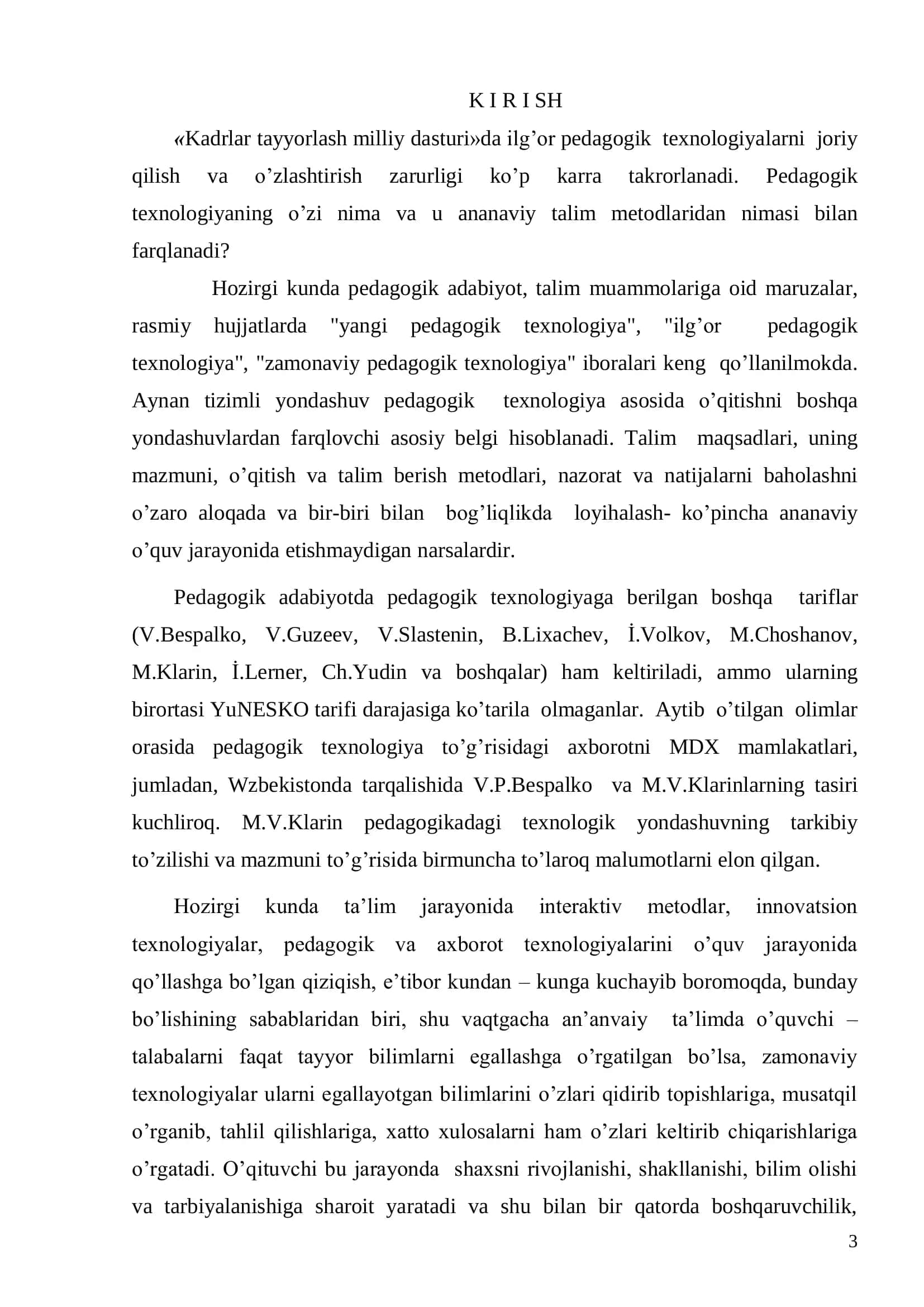 Pedagogika fanlarini o’qitish metodikasi 3