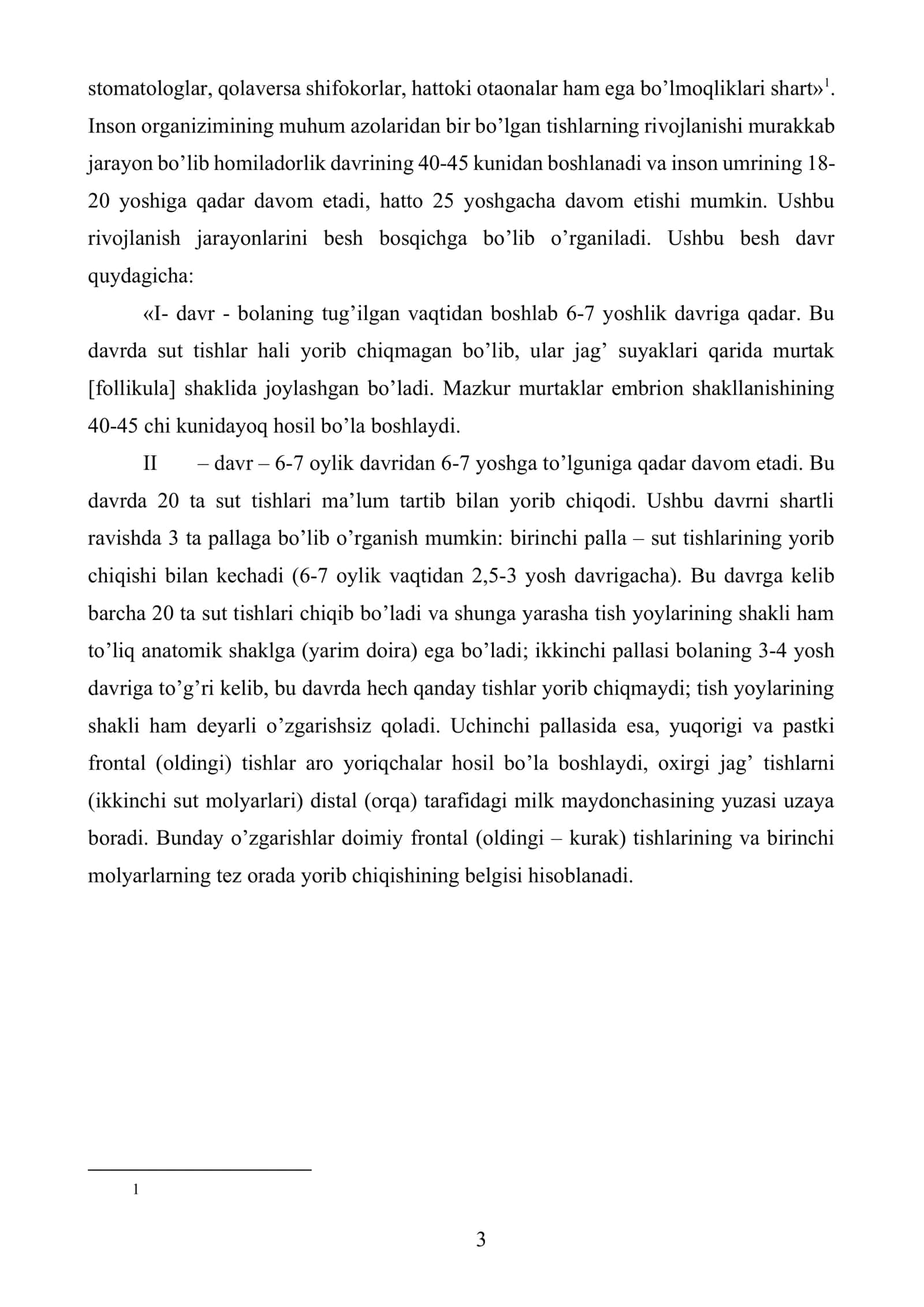 Tishlarning rivojlanishi 3