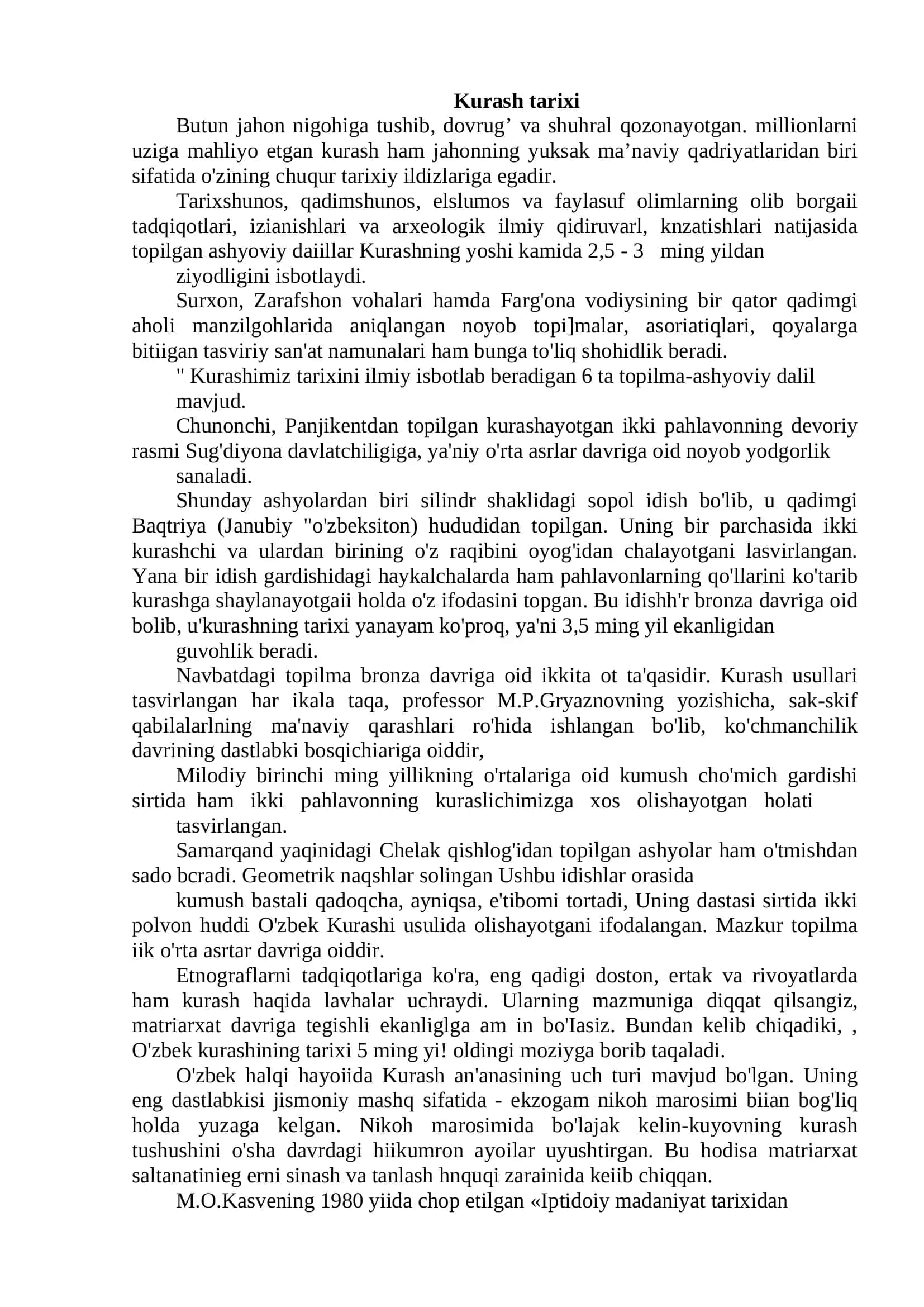 Kurashning Rivojlanishi 3
