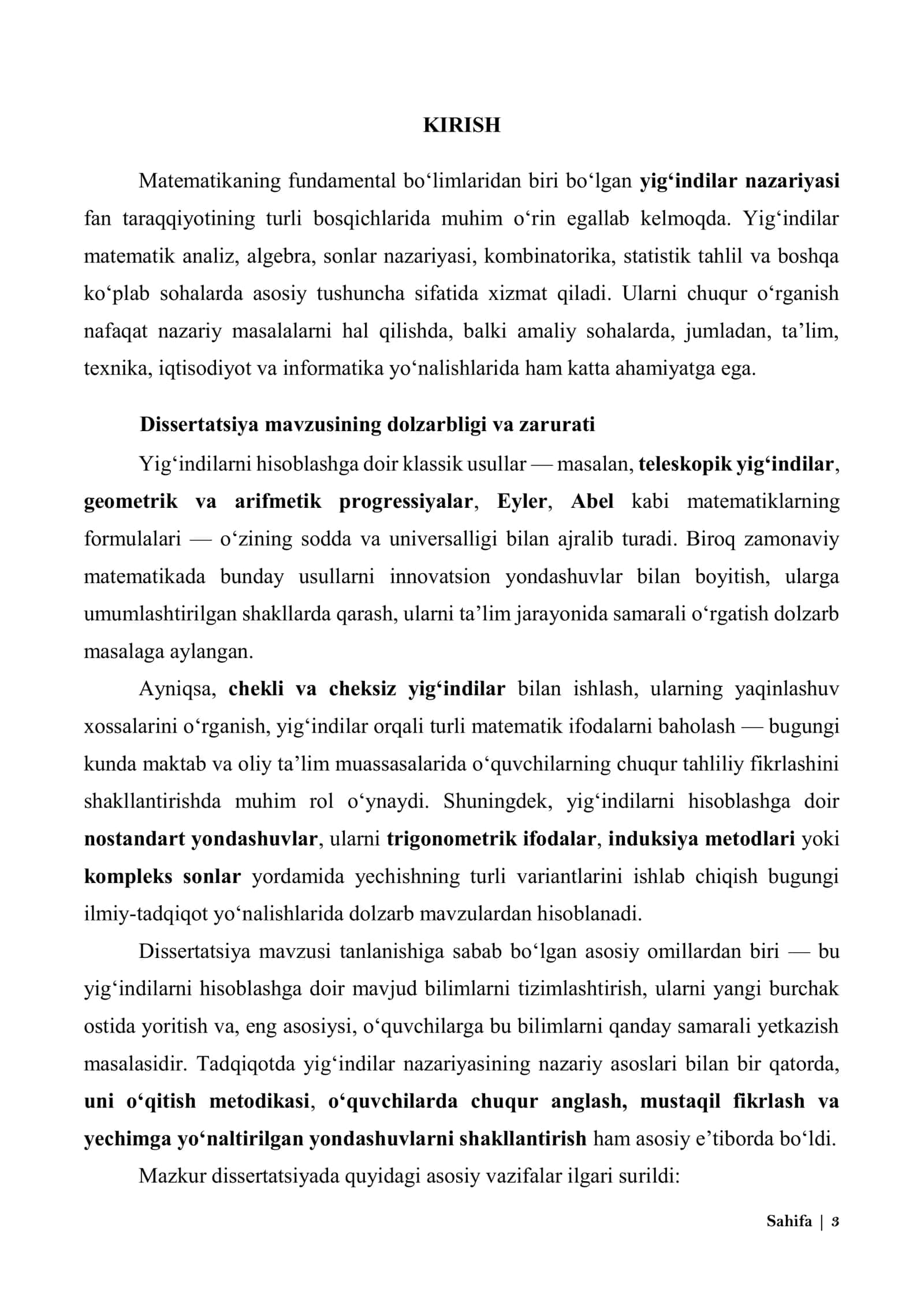 Ayniyatlarni isbotlash hamda yig‘indilarni hisoblashga doir masalalarni yechish usullari 3