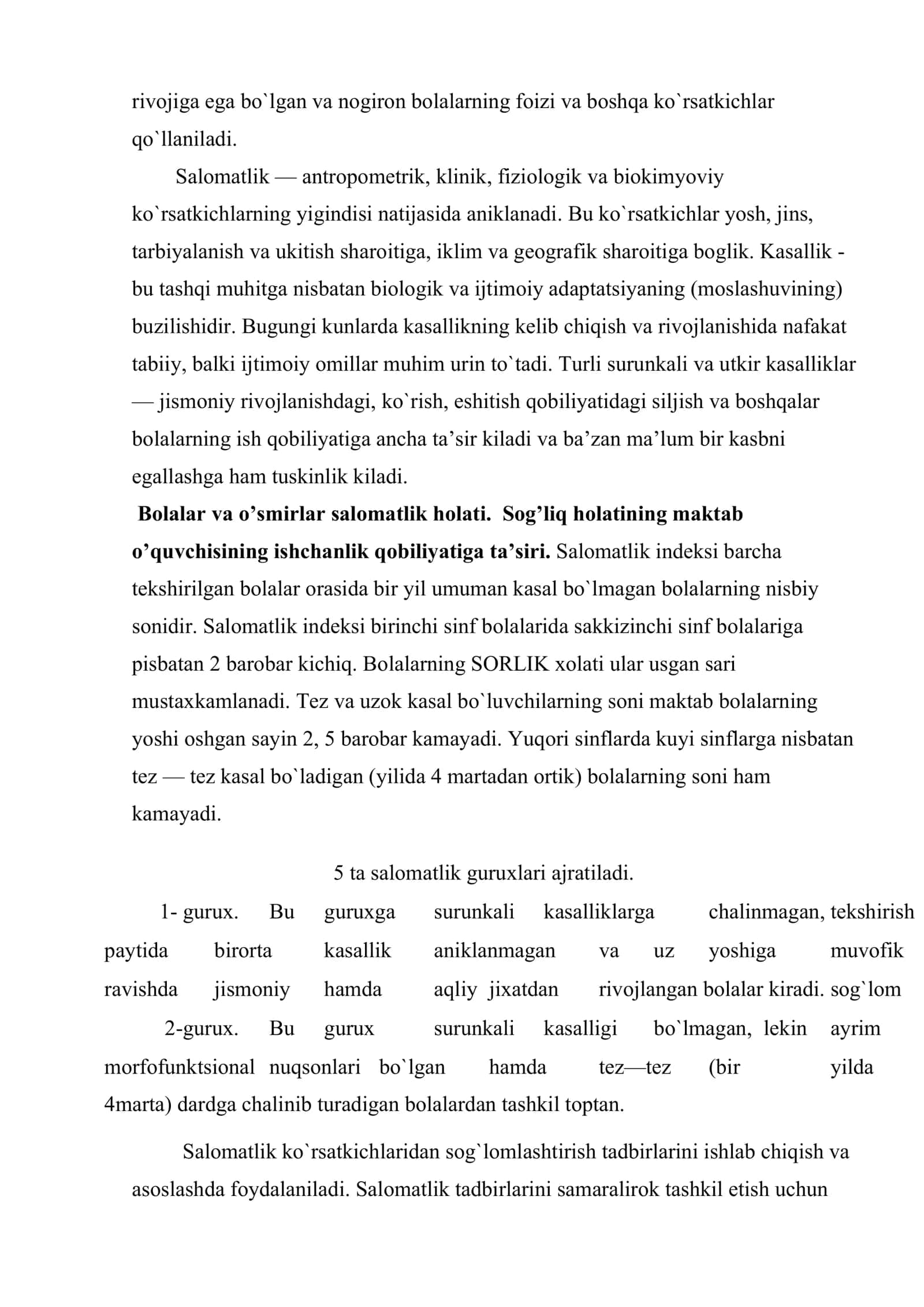Salomatlik haqida tushuncha 3
