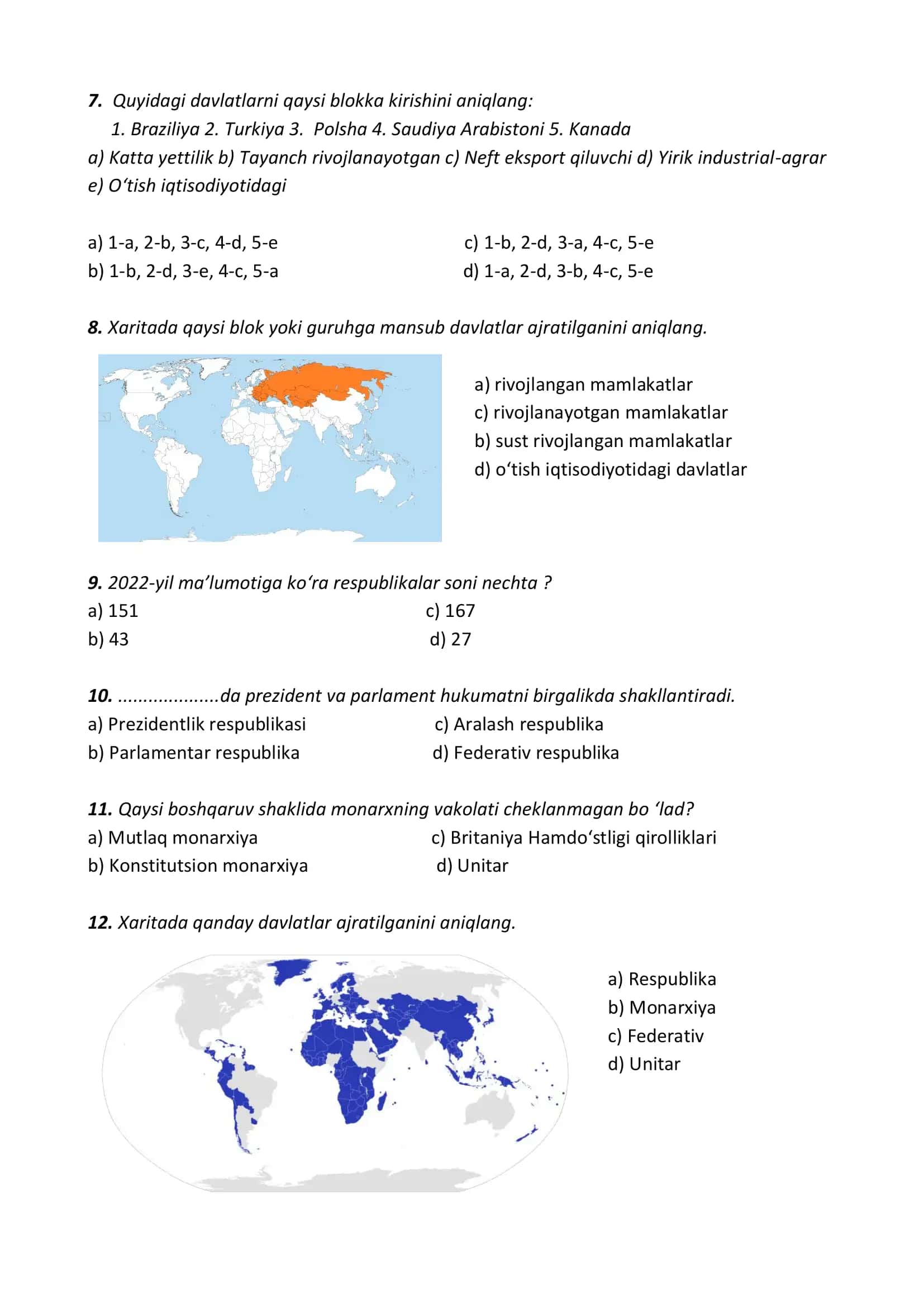 10-sinf Geografiya Nazorat ishi – 1 3