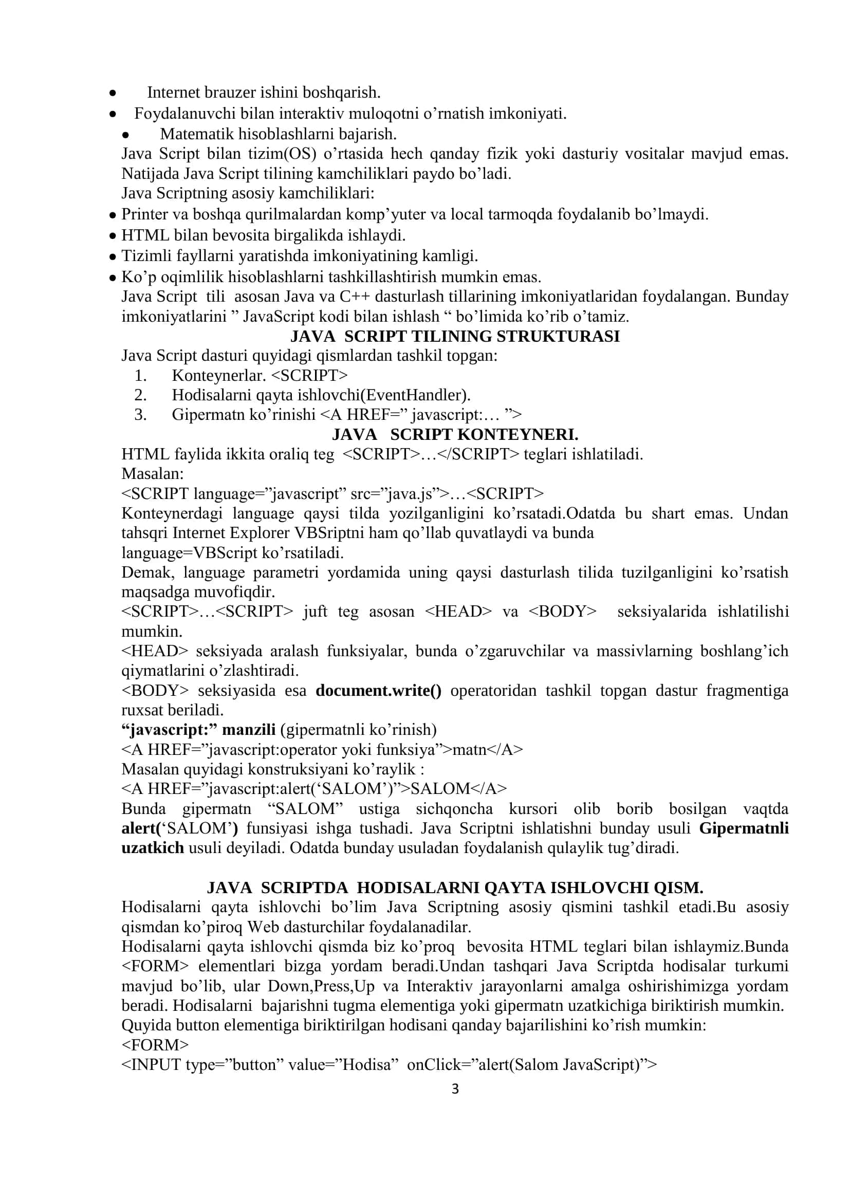 JAVA SCRIPT TILINI O‟RGANAMIZ 3