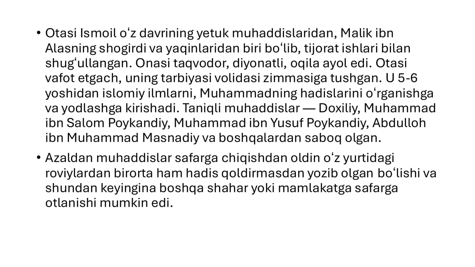 Imom Buxoriy va Imom Termiziyning hadis ilmiga qoʻshgan hissasi 3