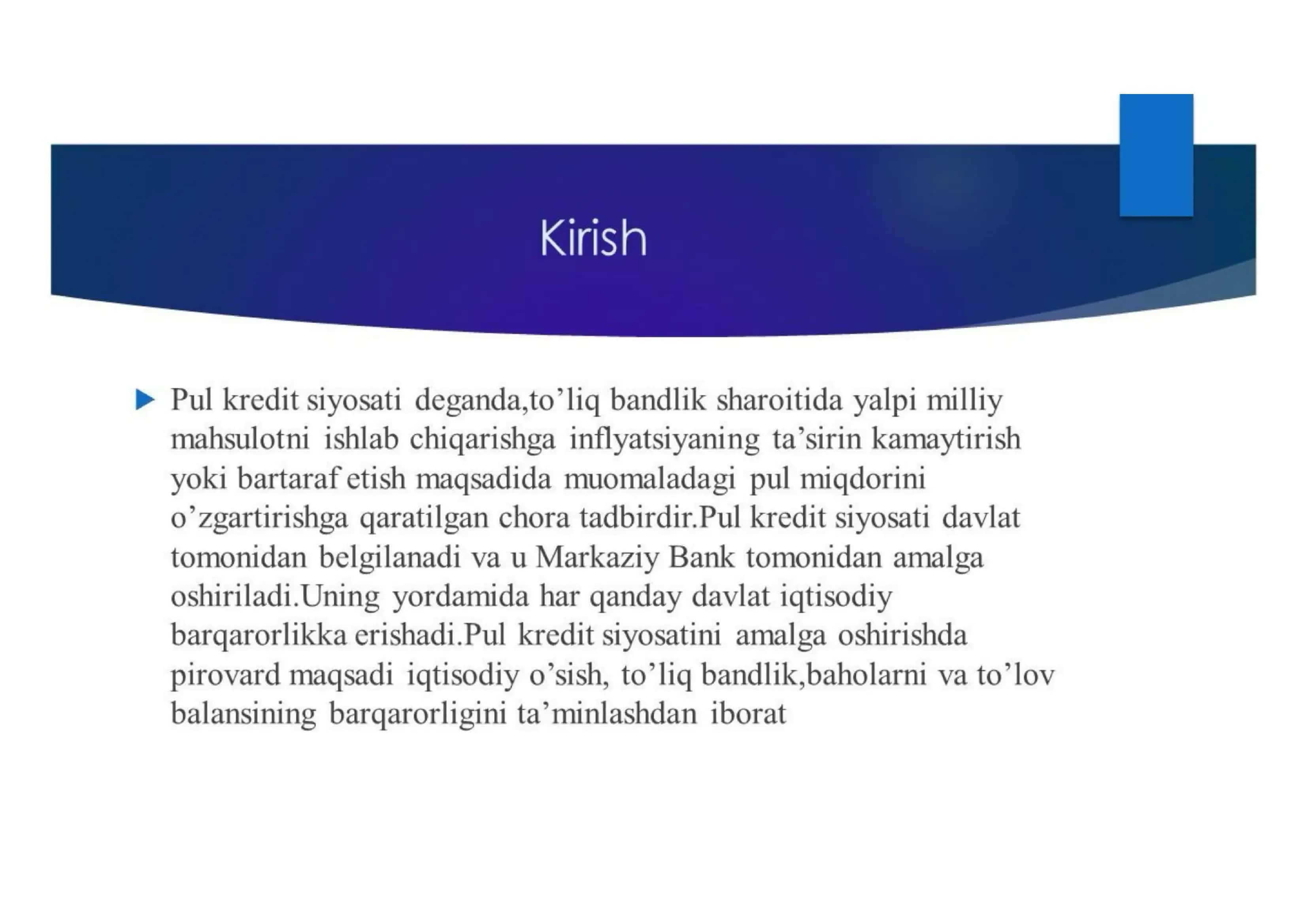 Davlatning pul kredit siyosati 3