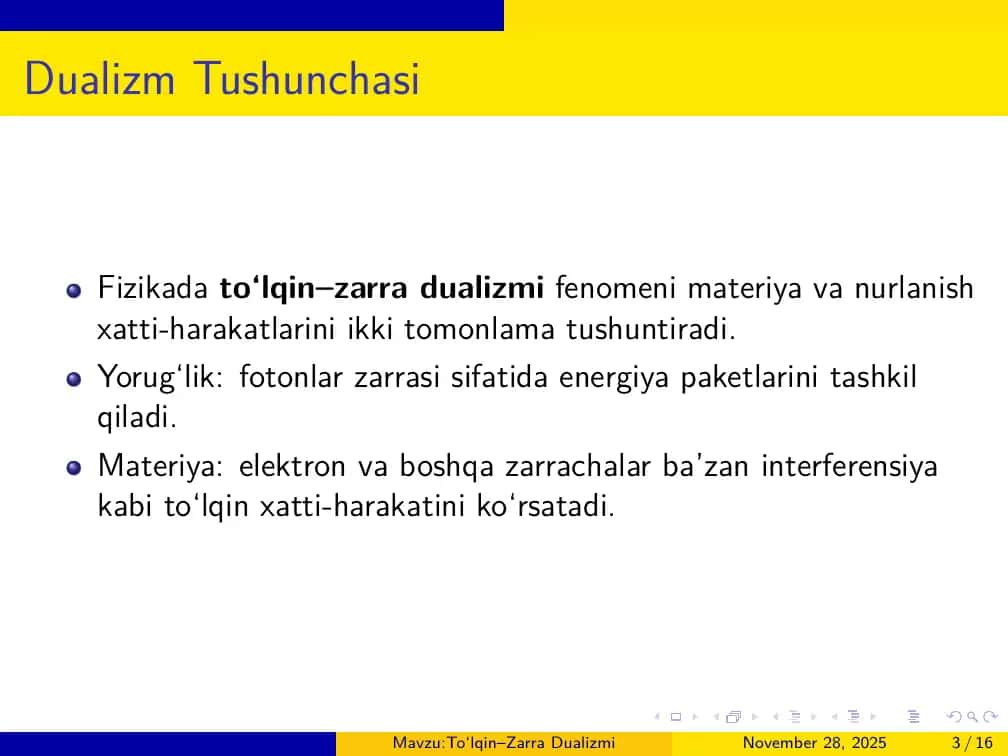 To‘lqin–Zarra Dualizmi 3