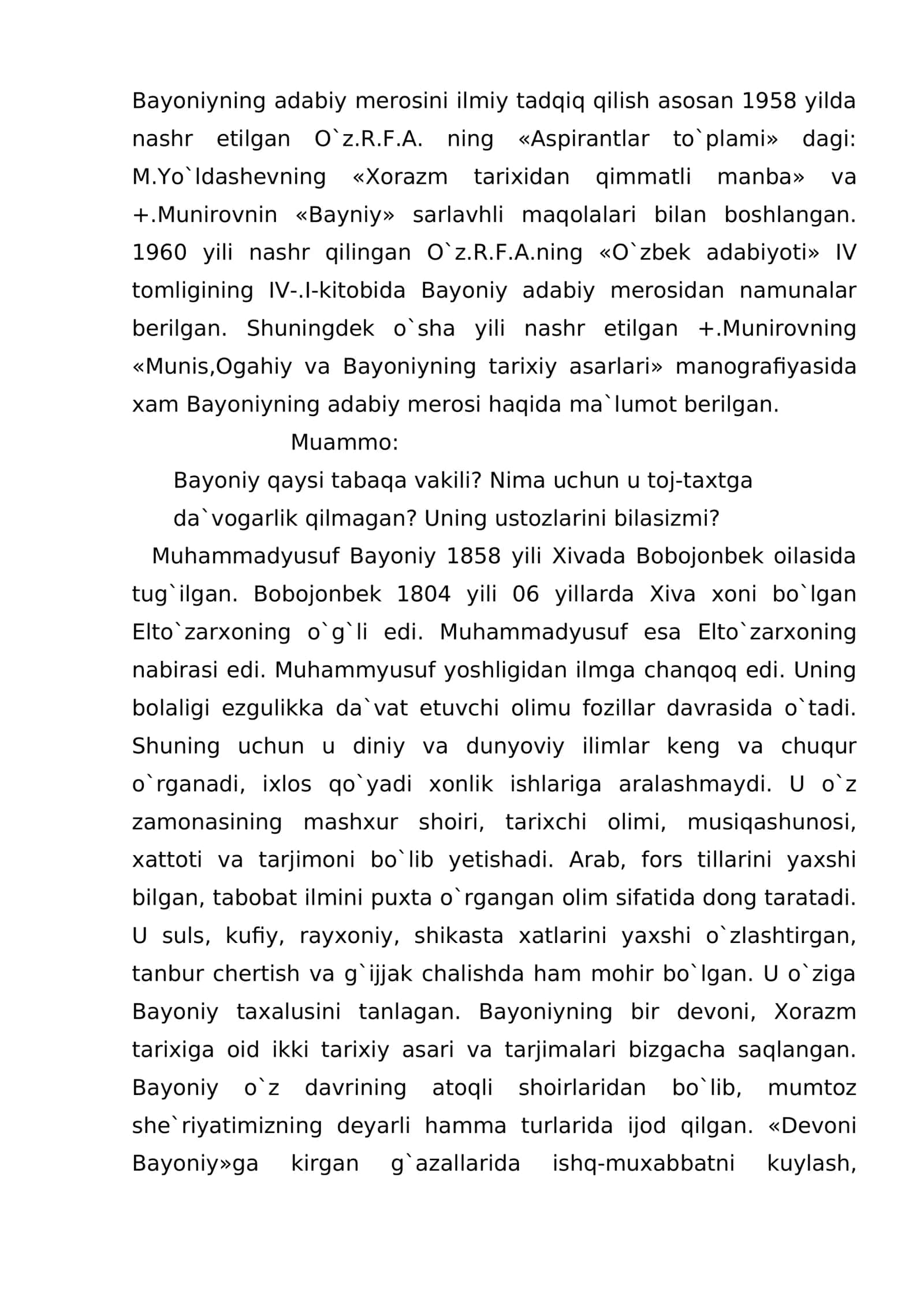 Bayoniy hayoti, ijodi va adabiy merosi 3